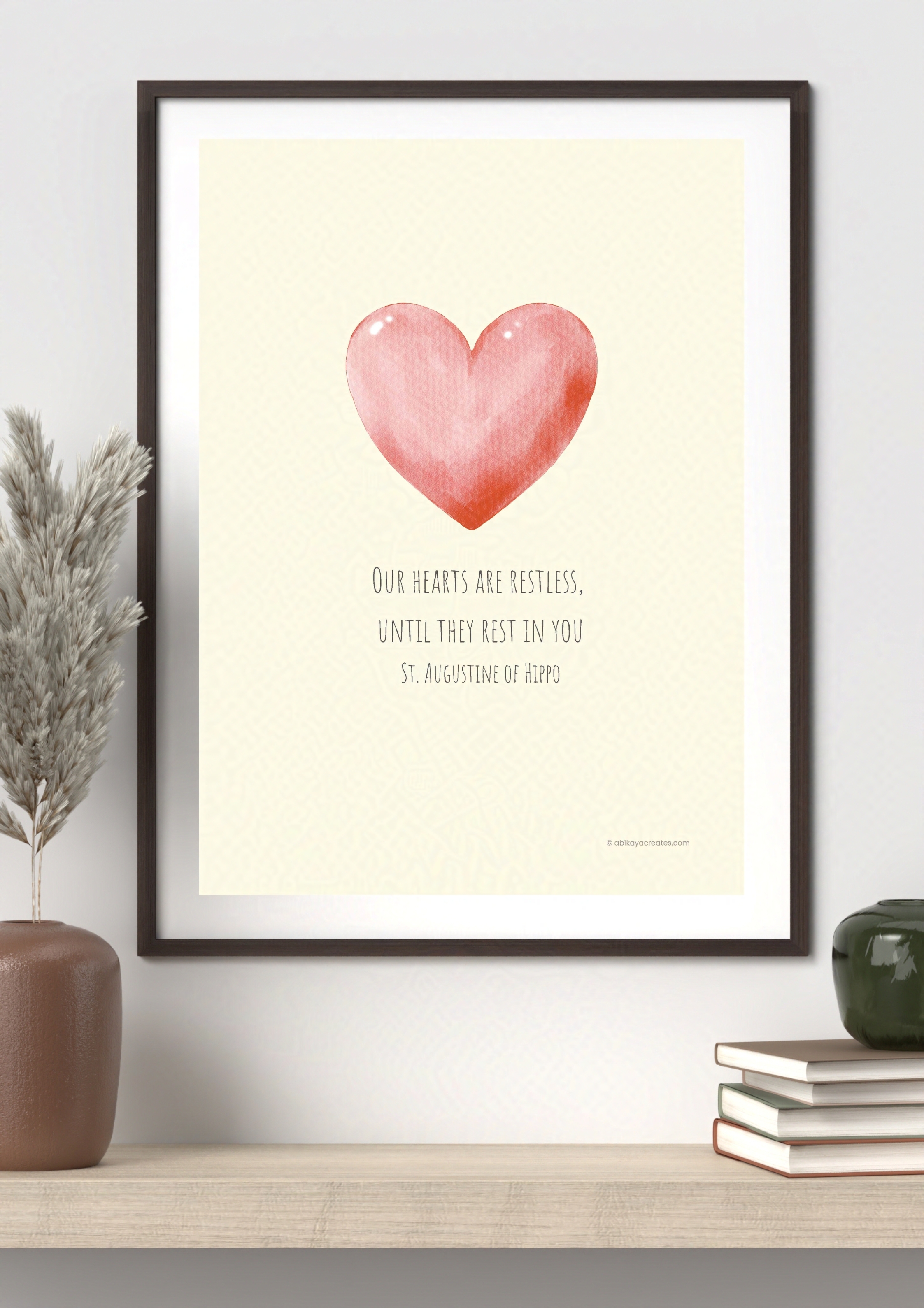 Design #8 - “Our Hearts Are Restless” Printable | St. Augustine of Hippo Quote | Wall Art | Christian Art | Christian Gift (A6–A3+, PDF)