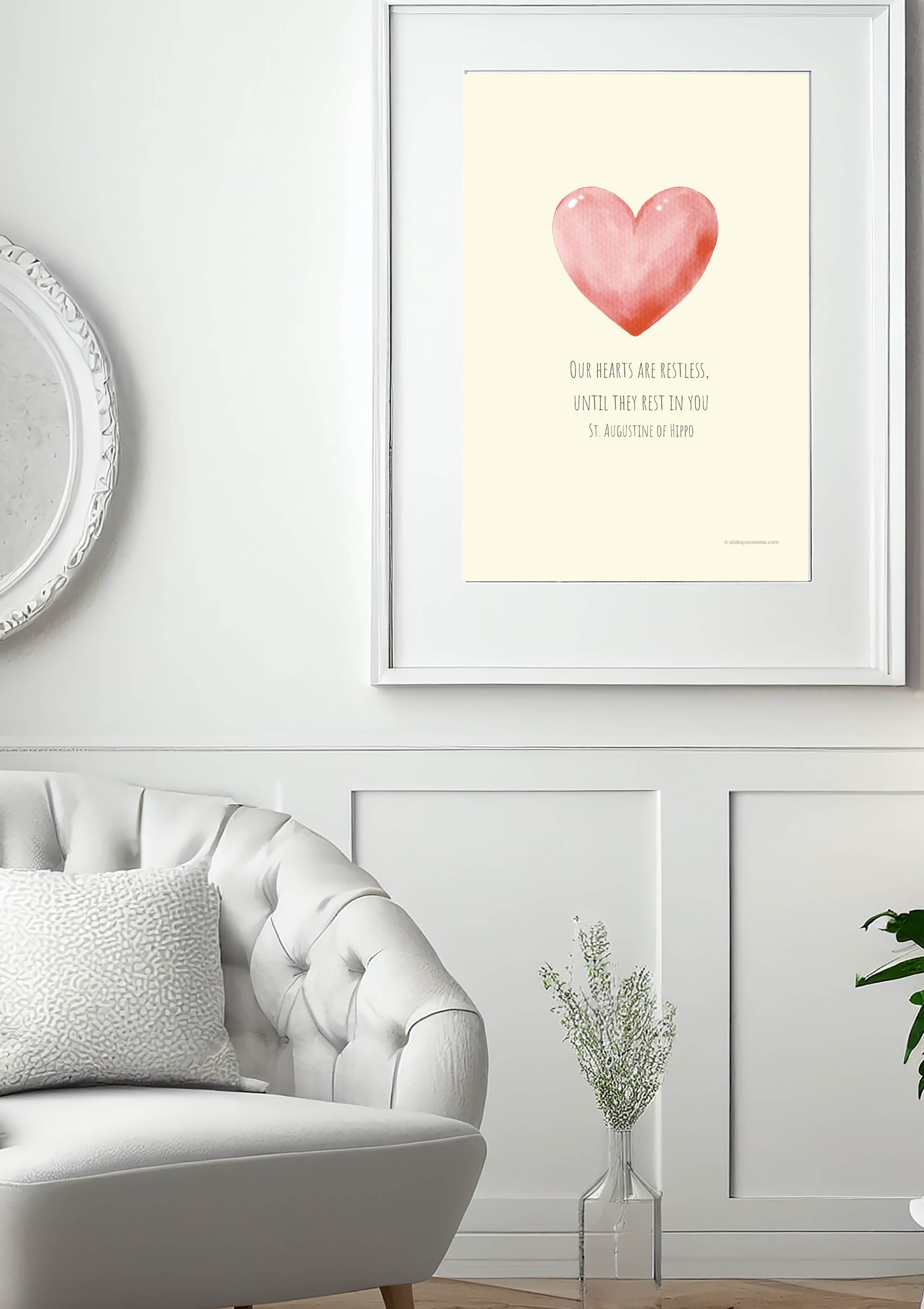 Design #8 - “Our Hearts Are Restless” Printable | St. Augustine of Hippo Quote | Wall Art | Christian Art | Christian Gift (A6–A3+, PDF)