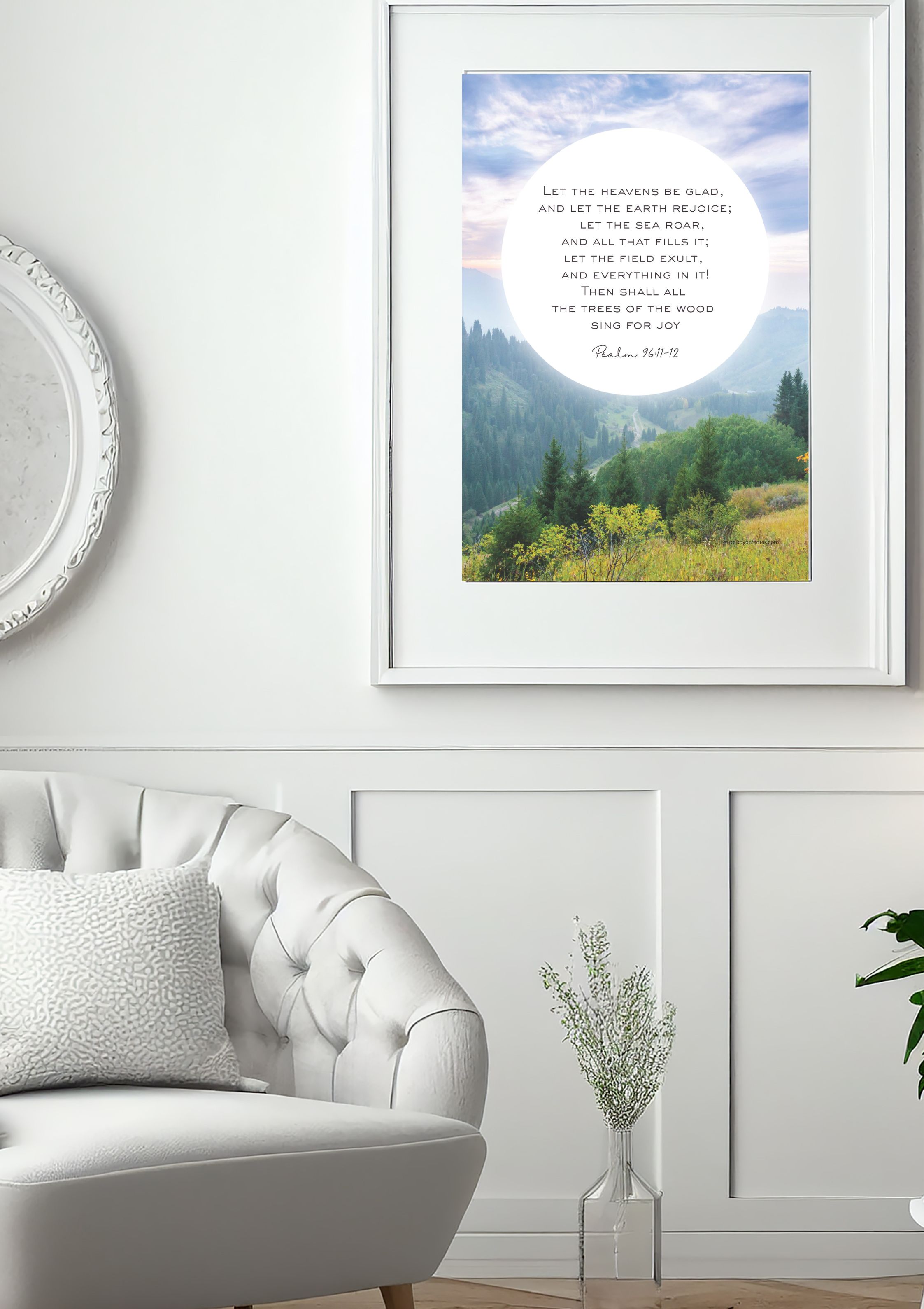 Design #12 - Let the Earth Rejoice – Psalm 96:11-12 Printable Art (with frame) | Nature Scripture Wall Decor | Christian Faith-Inspired Poster (A6–A3+, PDF)