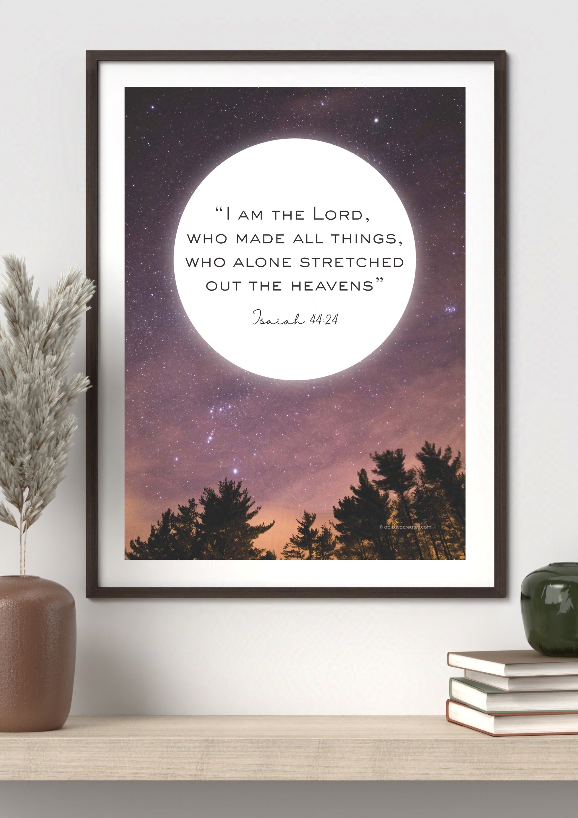 Design #14 - I Am the Lord – Isaiah 44:24 Scripture Printable (with frame) | Starry Sky Christian Wall Art | Bible Verse Digital Download (A6–A3+, PDF)