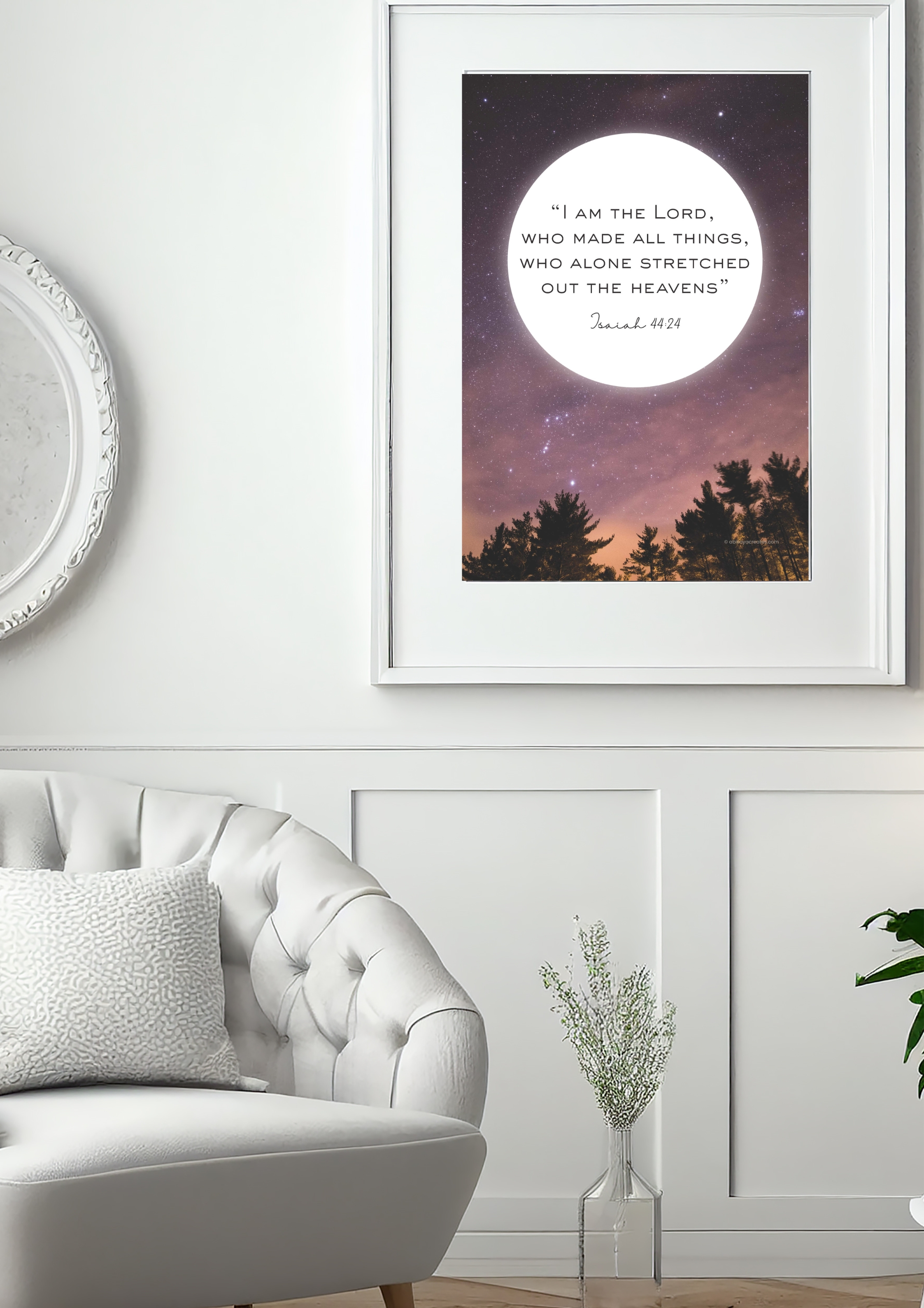 Design #14 - I Am the Lord – Isaiah 44:24 Scripture Printable (with frame) | Starry Sky Christian Wall Art | Bible Verse Digital Download (A6–A3+, PDF)