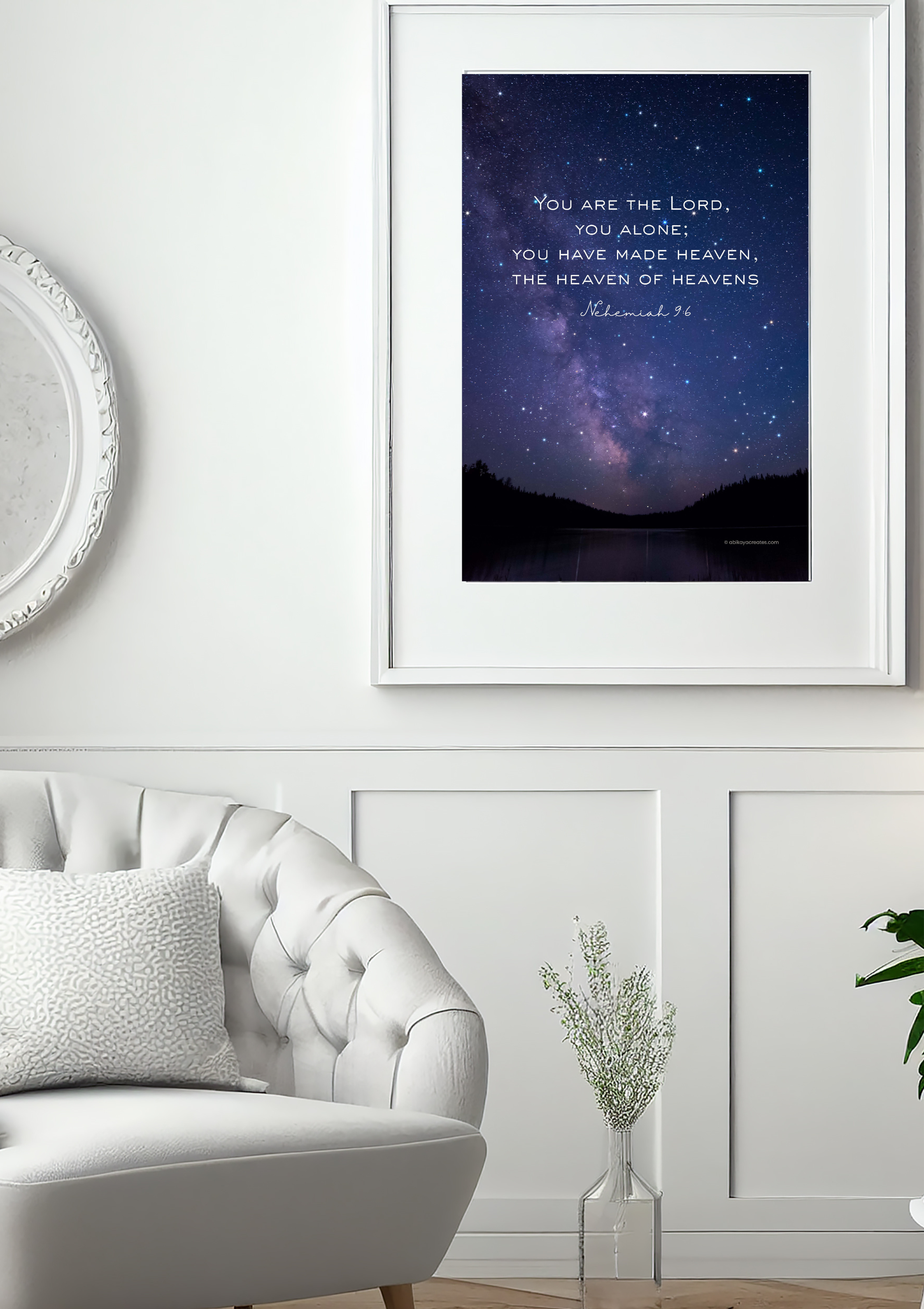 Design #16 - Heaven of Heavens – Nehemiah 9:6 Scripture Printable | Starry Sky Bible Verse Wall Art | Digital Christian Download (A6–A3+, PDF)