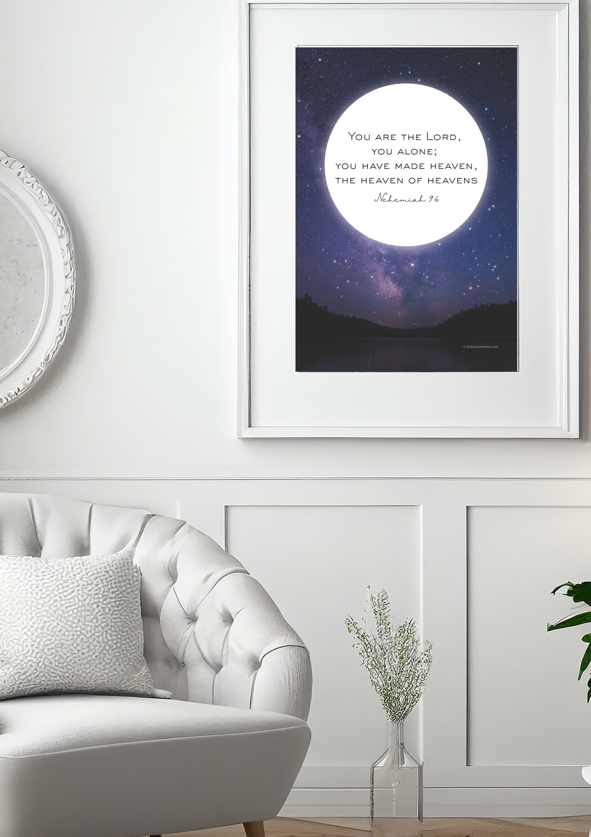 Design #15 - Heaven of Heavens (with frame) – Nehemiah 9:6 Scripture Printable | Starry Sky Bible Verse Wall Art | Digital Christian Download (A6–A3+, PDF)