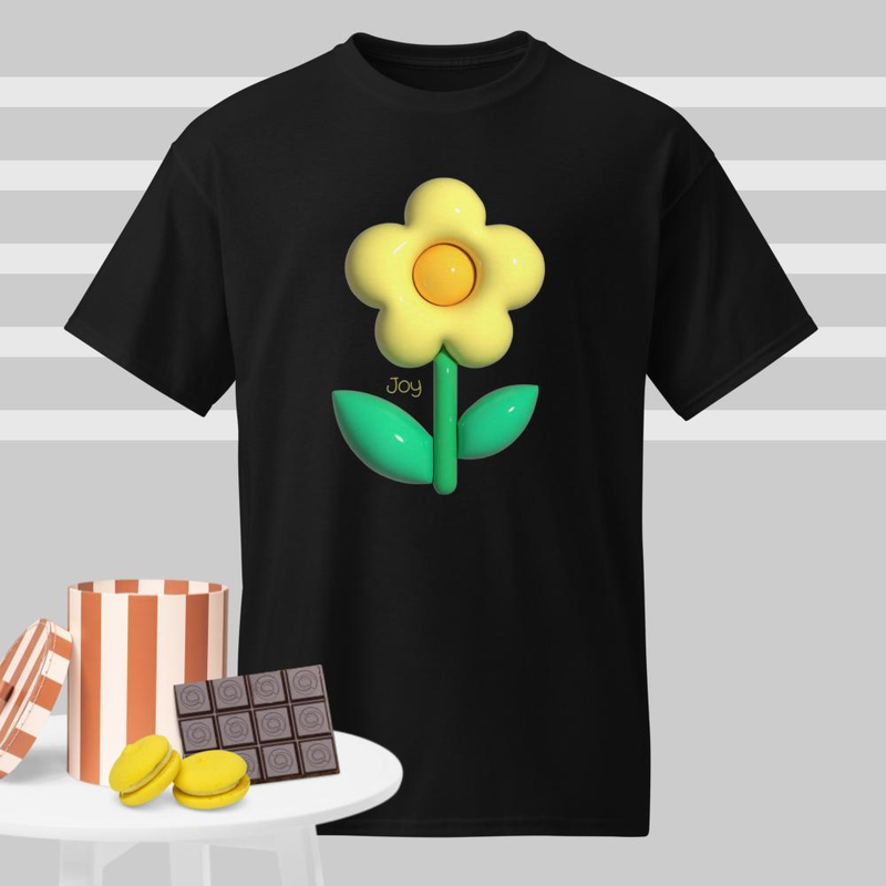 Joy Flower T-Shirt | Positive Flower Graphic Tee | Uplifting Quote Shirt by Abi Kaya Creates™