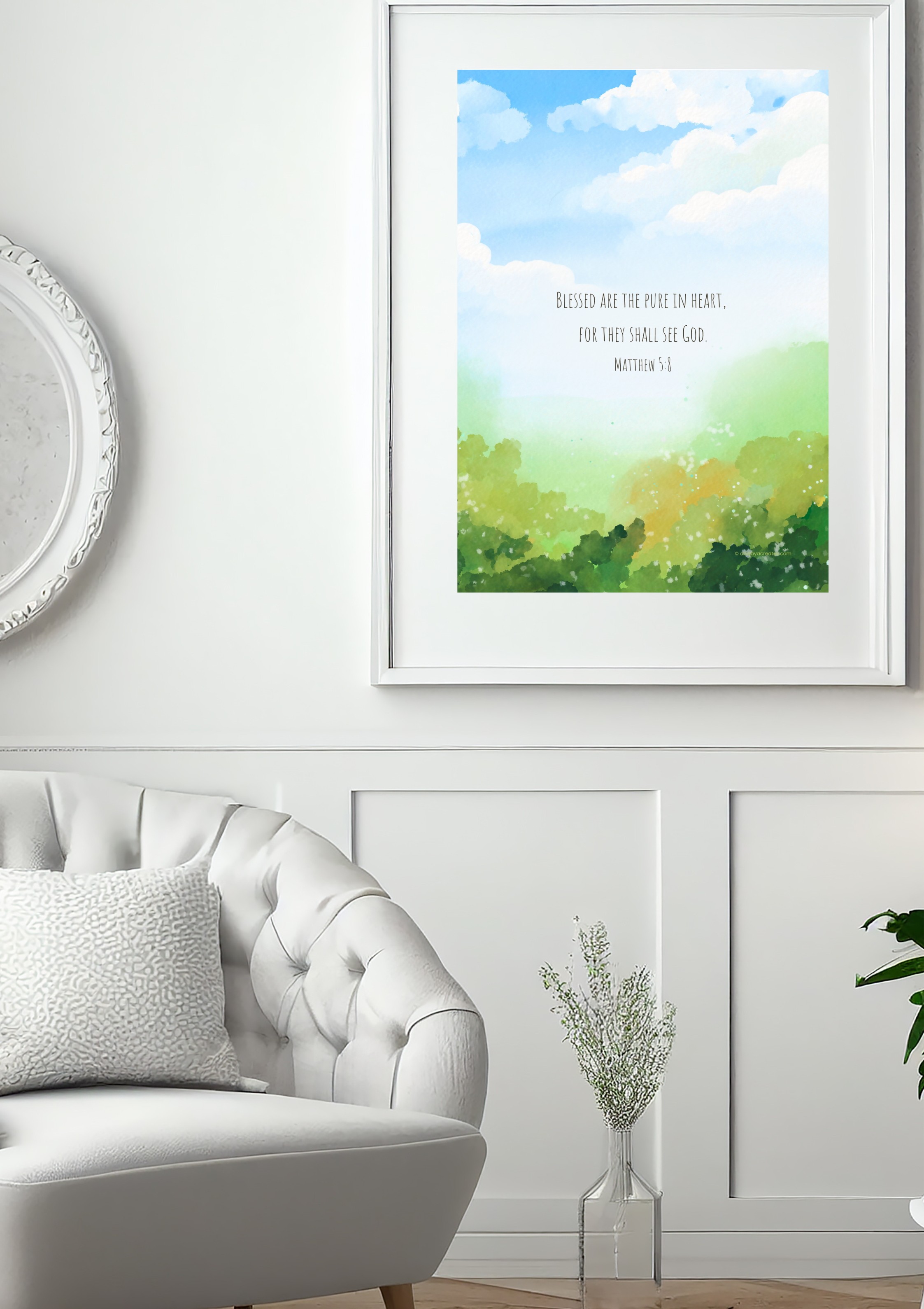 Design #98 - Matthew 5:8 Printable – Blessed are the Pure in Heart | Beatitudes Christian Wall Art | Christian Gift (A6–A3+, PDF)