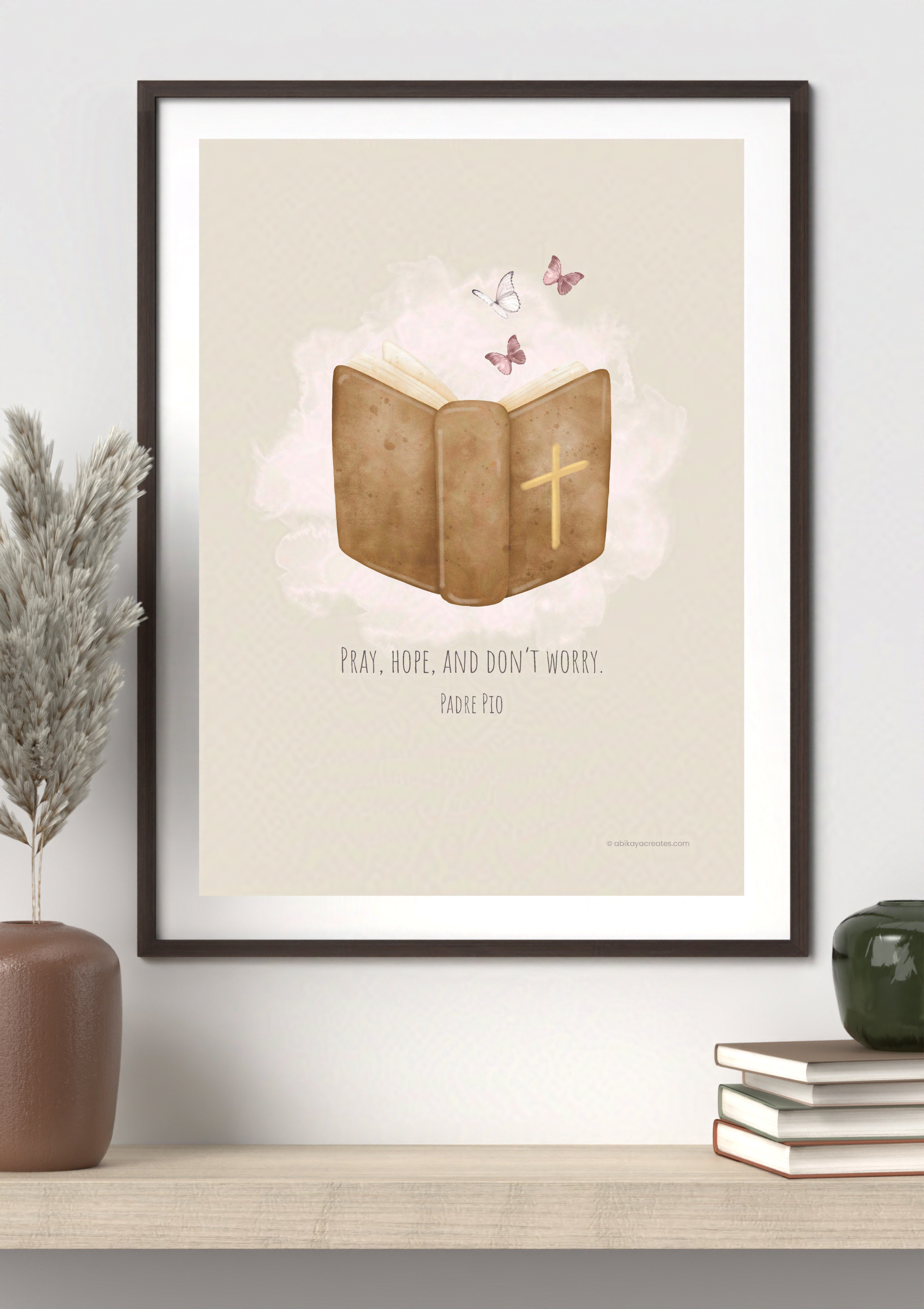 Design #22 - Pray, Hope, and Don’t Worry – Padre Pio Quote | Minimalist Catholic Printable | Wall Art | Scripture Décor | Christian Gift (A6–A3+, PDF)
