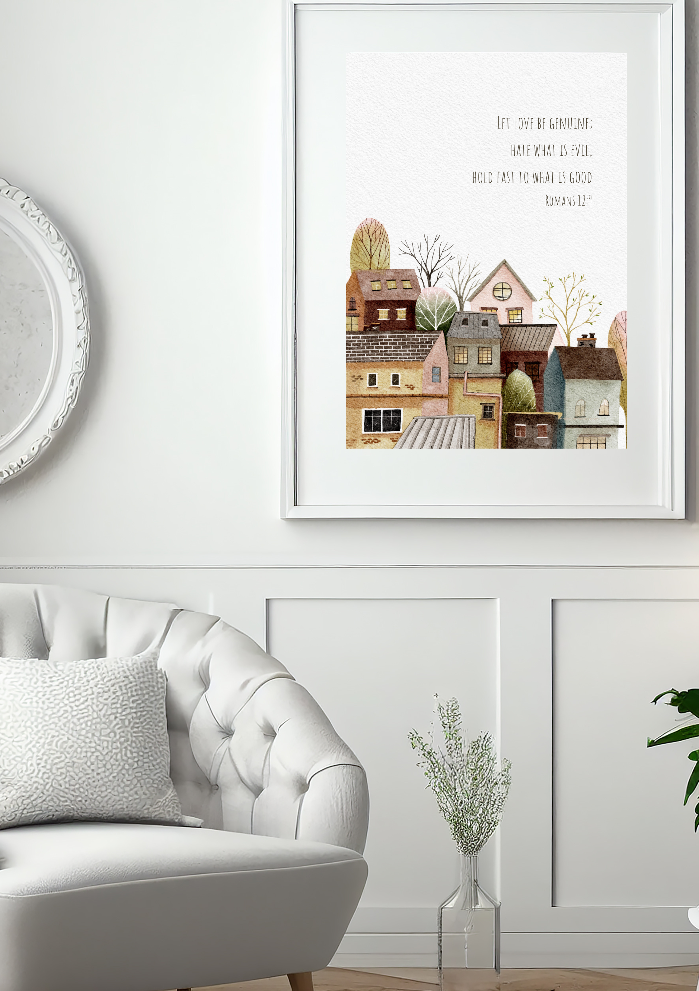 Design #101 - Let Love Be Genuine – Romans 12:9 Printable Scripture Art | Christian Love and Community Wall Decor | Christian Gift (A6–A3+, PDF)
