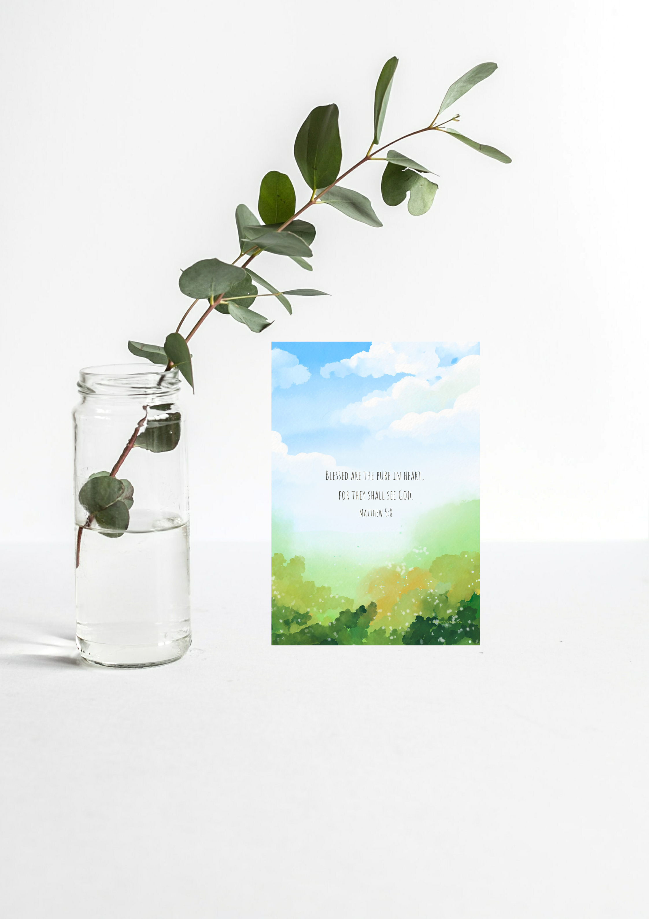 Design #98 - Matthew 5:8 Printable – Blessed are the Pure in Heart | Beatitudes Christian Wall Art | Christian Gift (A6–A3+, PDF)