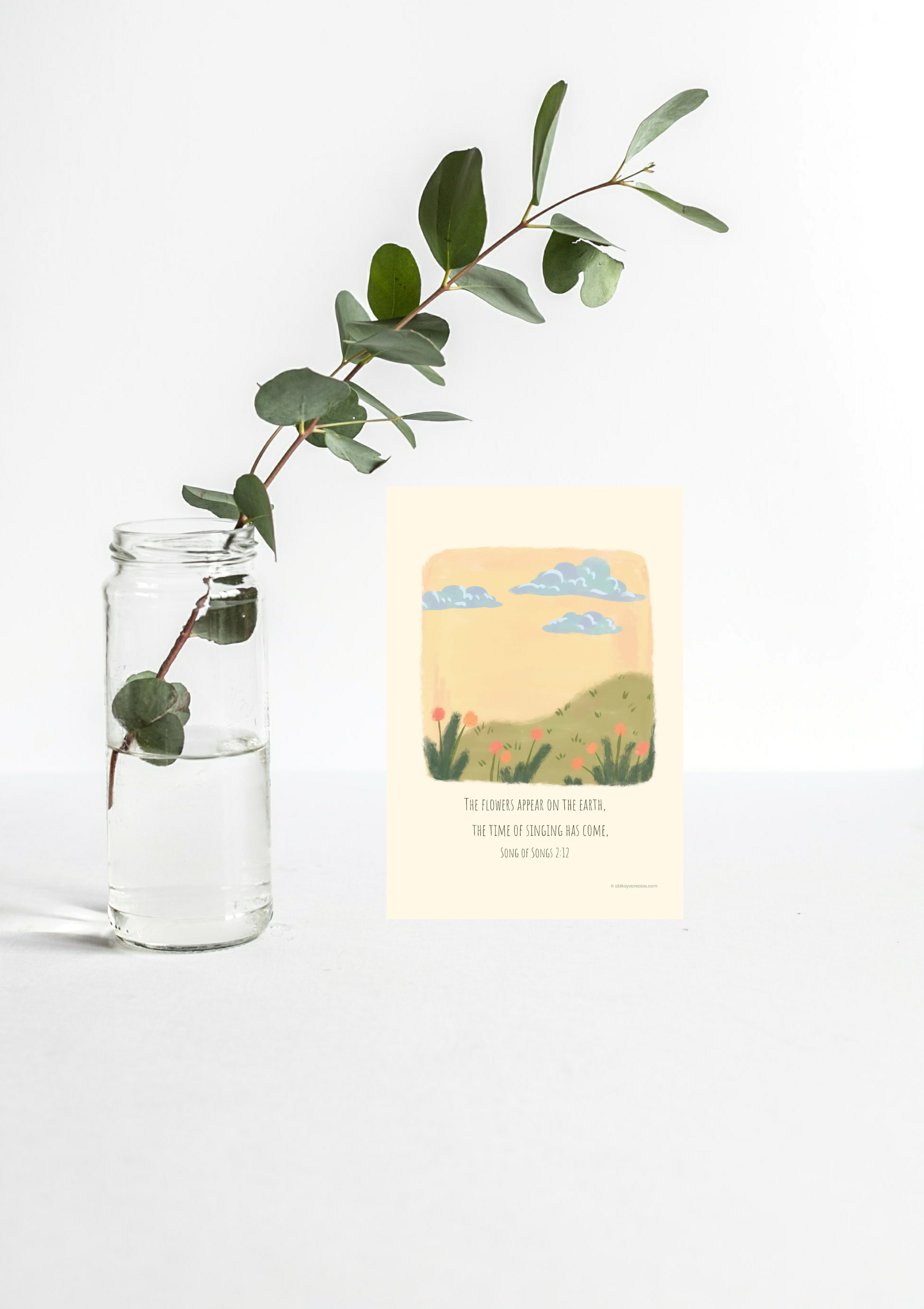 Design #48 - Song of Songs 2:12 Scripture Printable – Time of Singing Has Come | Christian Floral Landscape Art | Christian Gift (A6–A3+, PDF)