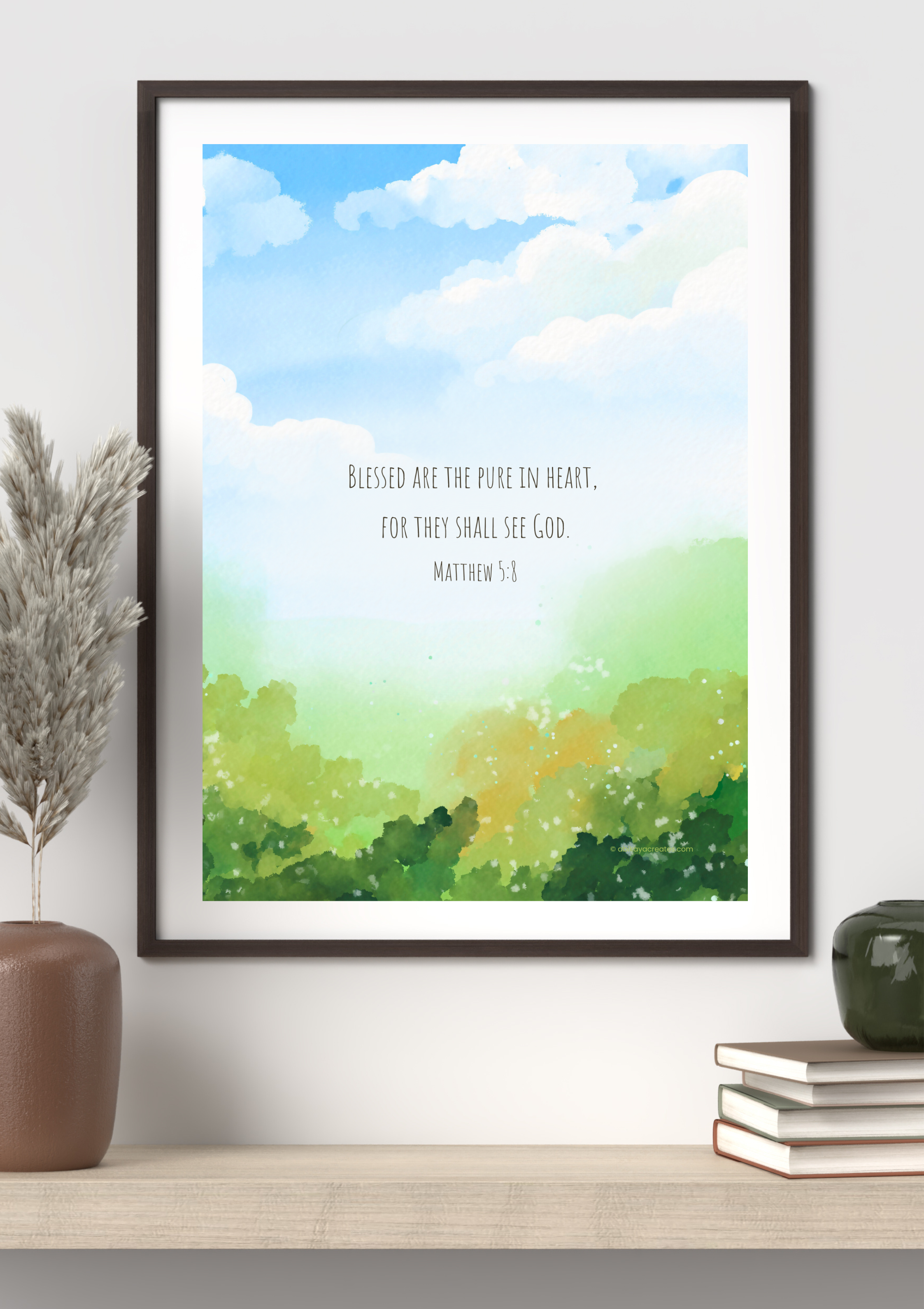 Design #98 - Matthew 5:8 Printable – Blessed are the Pure in Heart | Beatitudes Christian Wall Art | Christian Gift (A6–A3+, PDF)