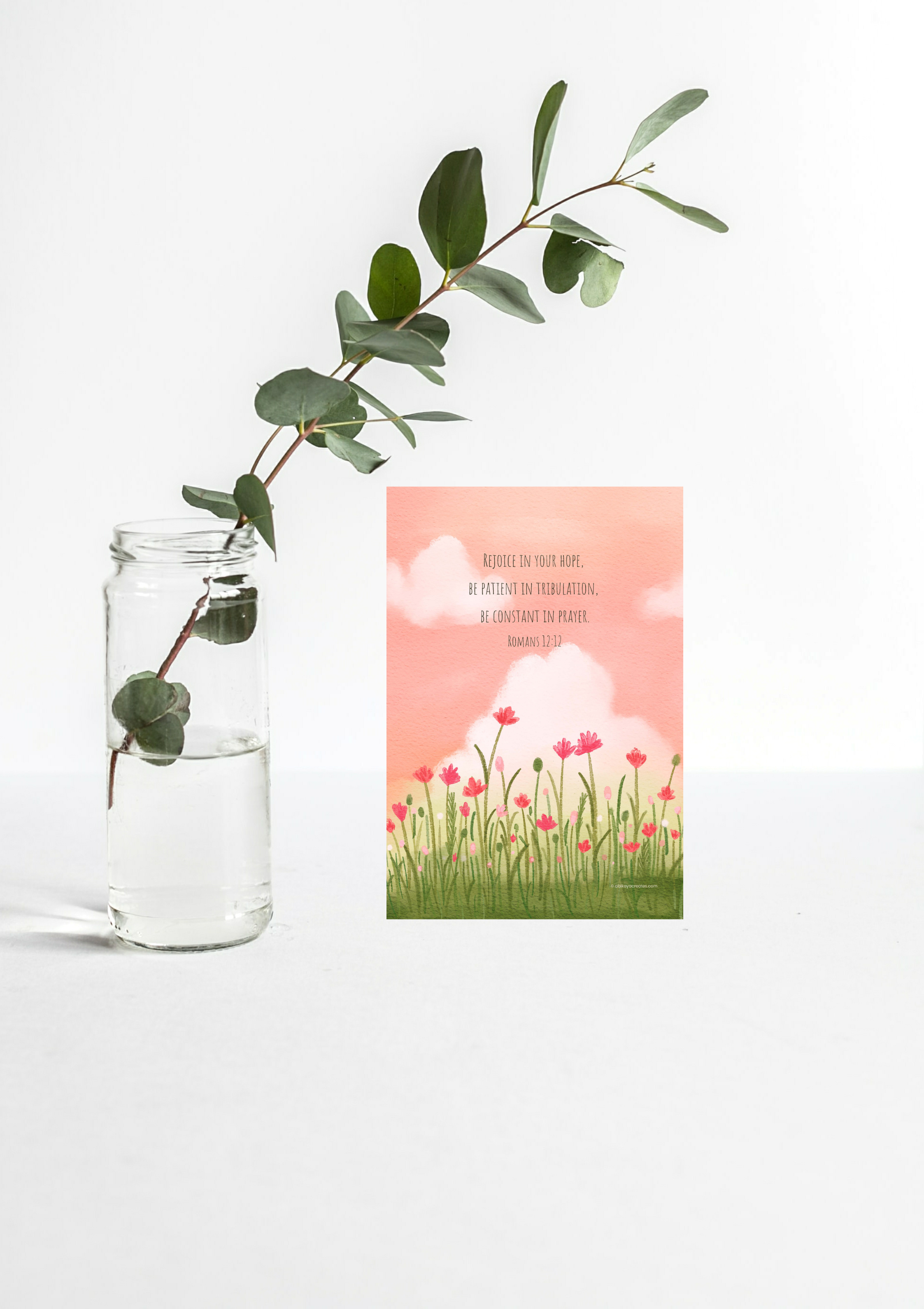 Design #47 - Romans 12:12 Floral Scripture Art – Rejoice in Hope Printable | Encouraging Bible Verse Wall Print | Christian Gift (A6–A3+, PDF)