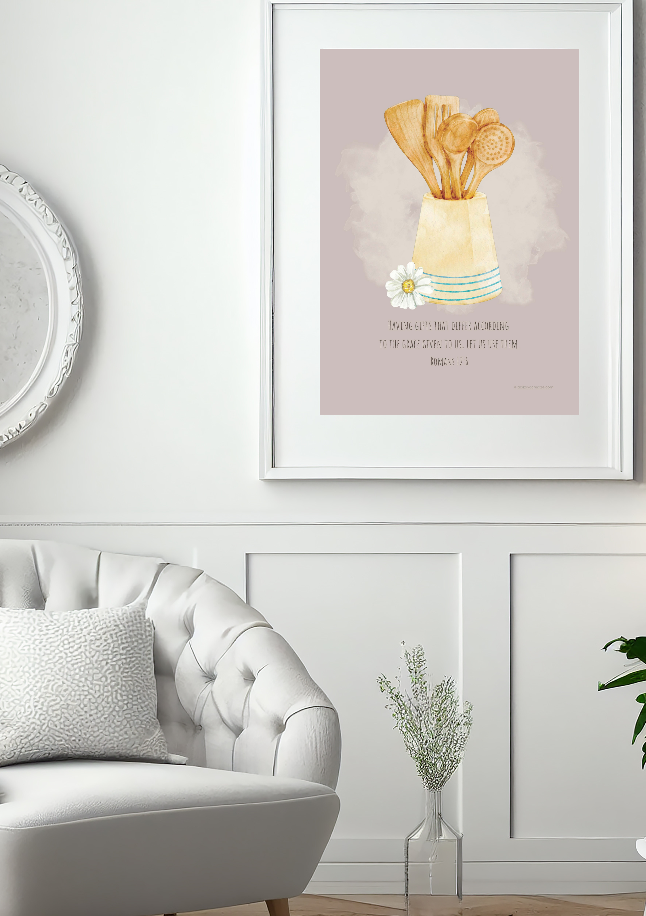 Design #33 - Your Gifts Matter – Romans 12:6 Printable Wall Art | Christian Kitchen Art | Christian Gift (A6–A3+, PDF)