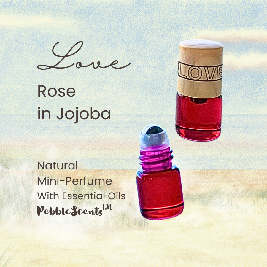Rose Otto Oil Handmade Natural Perfume Roller Mini-Bottle in Golden Jojoba Oil | Love Perfume | Aromatherapy | Calming Scent Love (1.5mL)