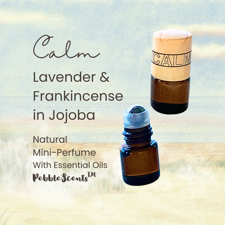 Lavender & Frankincense Handmade Natural Perfume Oil Roller Mini-Bottle in Golden Jojoba Oil | Aromatherapy | Grounding Scent Calm (1.5mL)