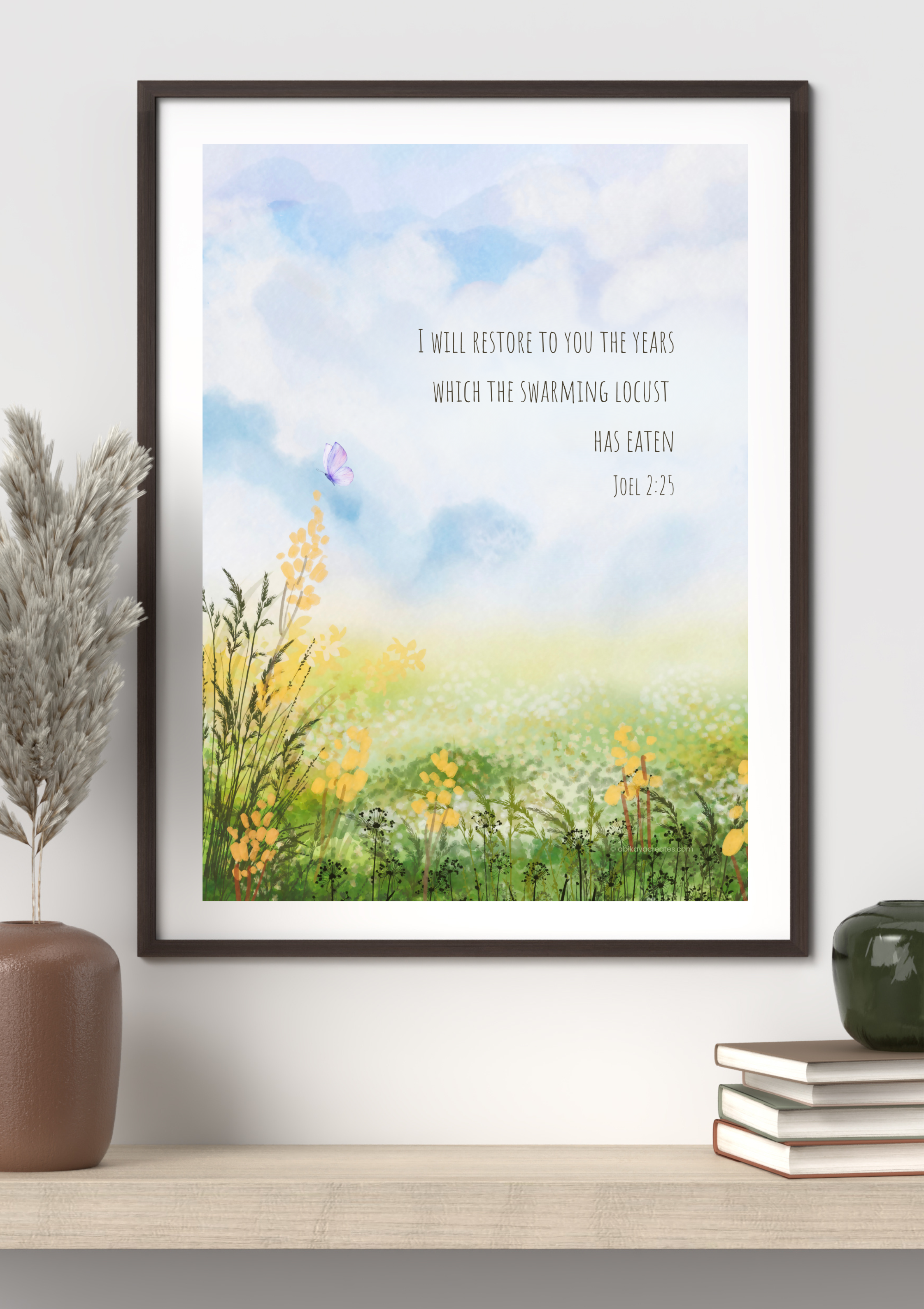 Design #96 - Joel 2:25 Printable – I Will Restore the Years | Christian Restoration Wall Art | Printable Wall Art | Christian Gift (A6–A3+, PDF)