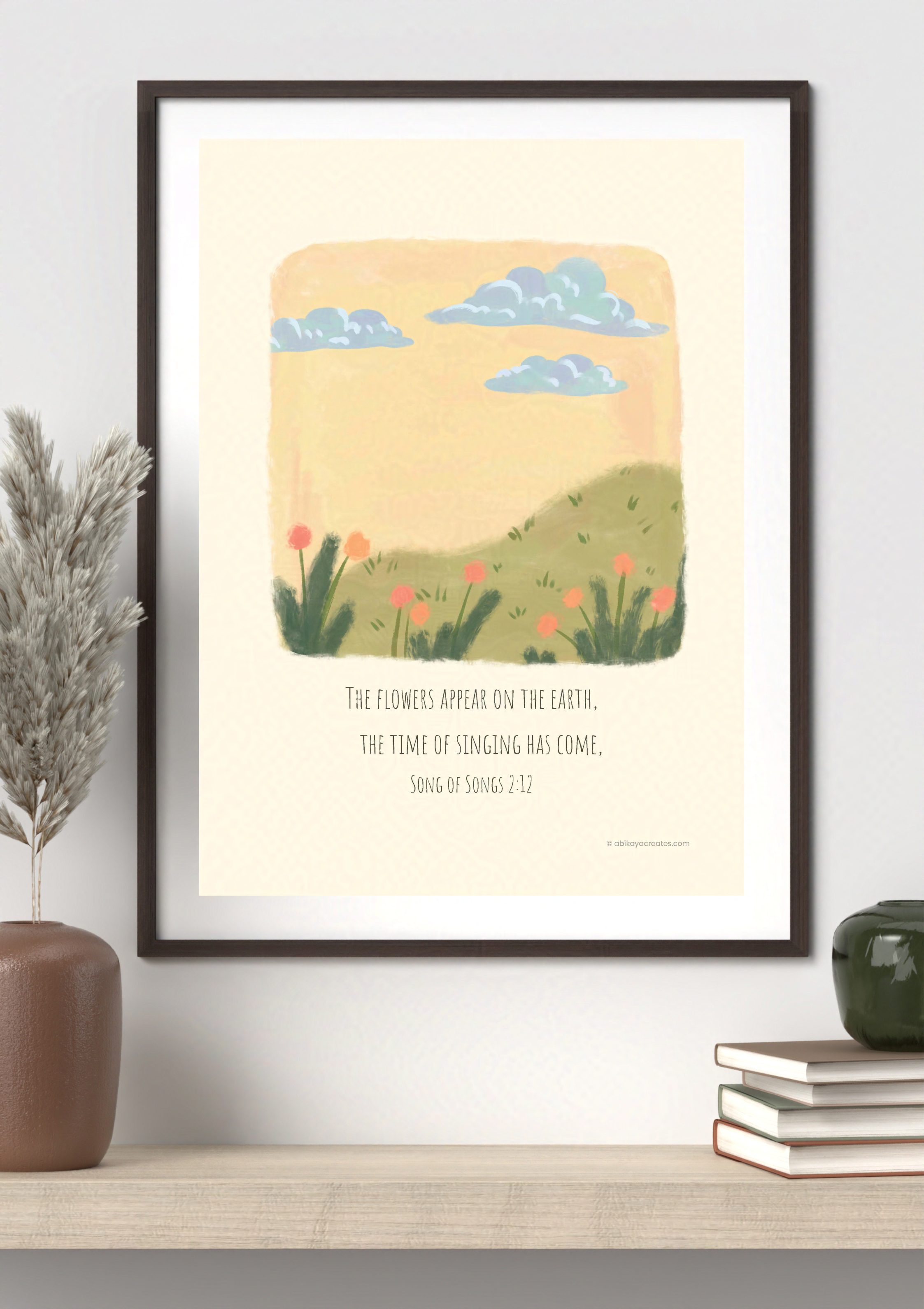 Design #48 - Song of Songs 2:12 Scripture Printable – Time of Singing Has Come | Christian Floral Landscape Art | Christian Gift (A6–A3+, PDF)