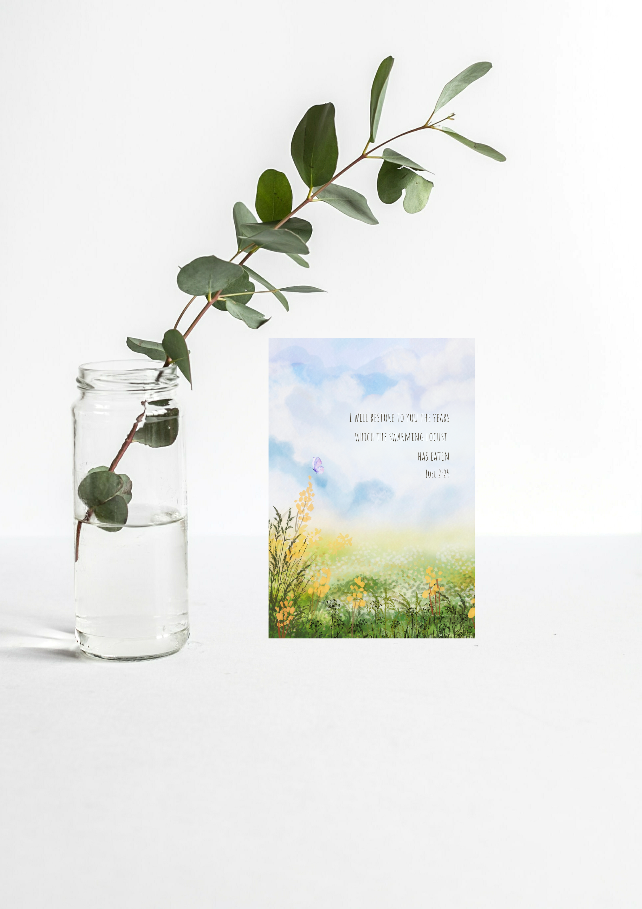Design #96 - Joel 2:25 Printable – I Will Restore the Years | Christian Restoration Wall Art | Printable Wall Art | Christian Gift (A6–A3+, PDF)