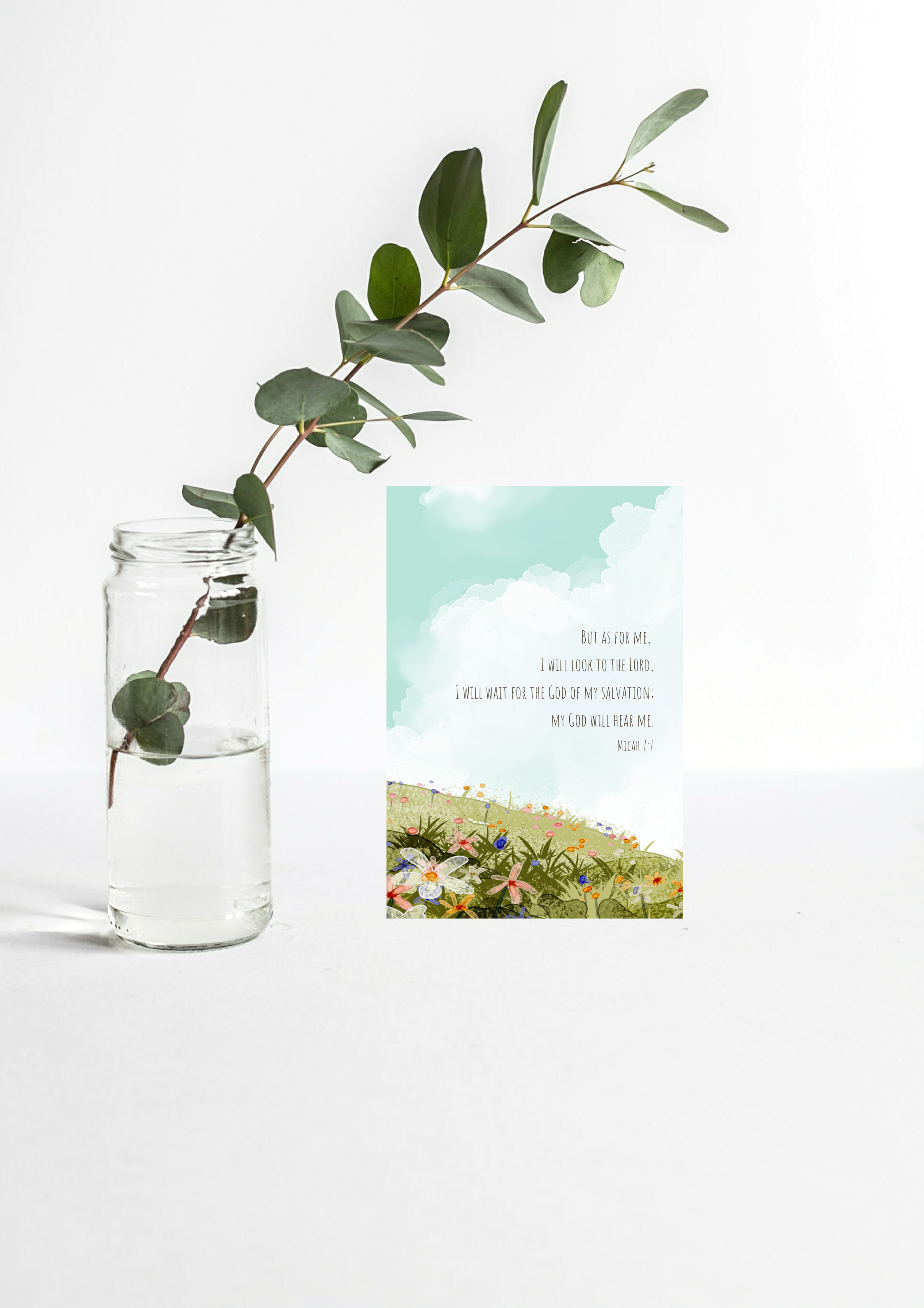 Design #92 - Micah 7:7 Printable – I Will Wait for the Lord | Scripture Floral Wall Art Download | Scripture Wall Art | Printable Wall Art | Christian Gift (A6–A3+, PDF) 