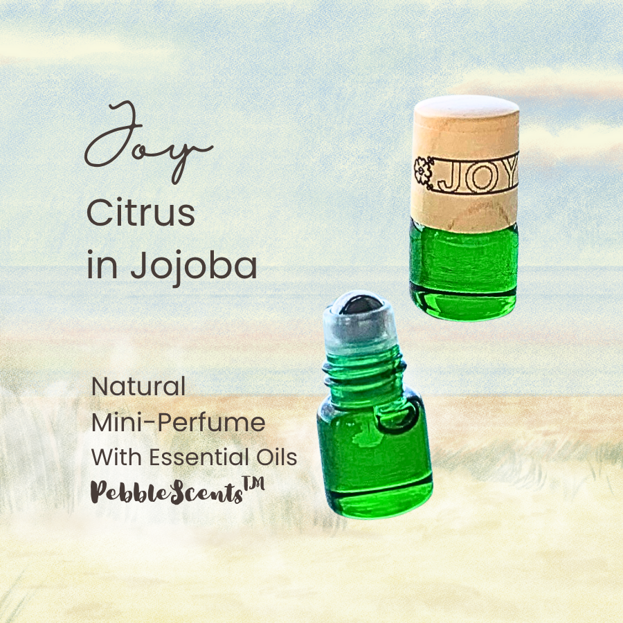 Citrus Handmade Natural Perfume Oil Roller Mini-Bottle in Golden Jojoba Oil | Joy Perfume | Aromatherapy | Uplifting Blend for Joy (1.5mL)