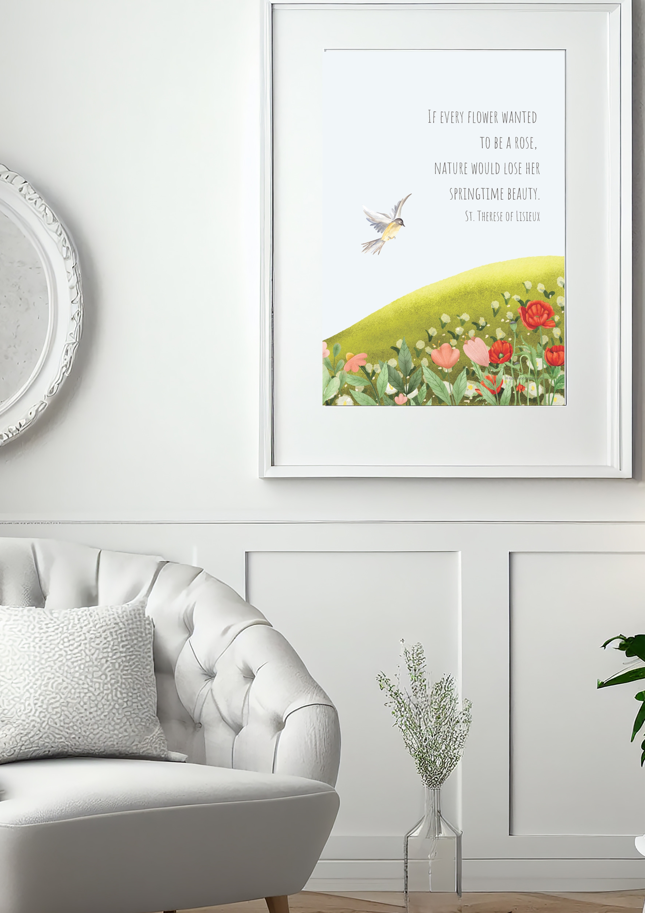 Design #10 - “If Every Flower Wanted to Be a Rose” Printable | St. Thérèse of Lisieux Quote | Wall Art | Christian Art | Christian Gift (A6–A3+, PDF)