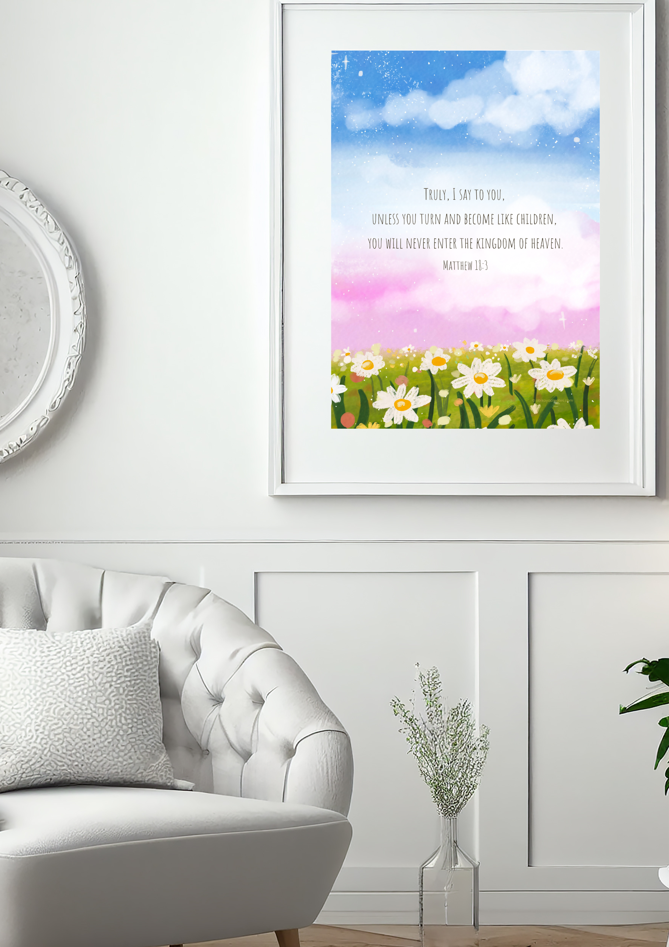 Design #91 - Matthew 18:3 Printable – Become Like Children Scripture Wall Art | Pastel Christian Digital Download | Scripture Wall Art | Printable Wall Art | Christian Gift (A6–A3+, PDF)