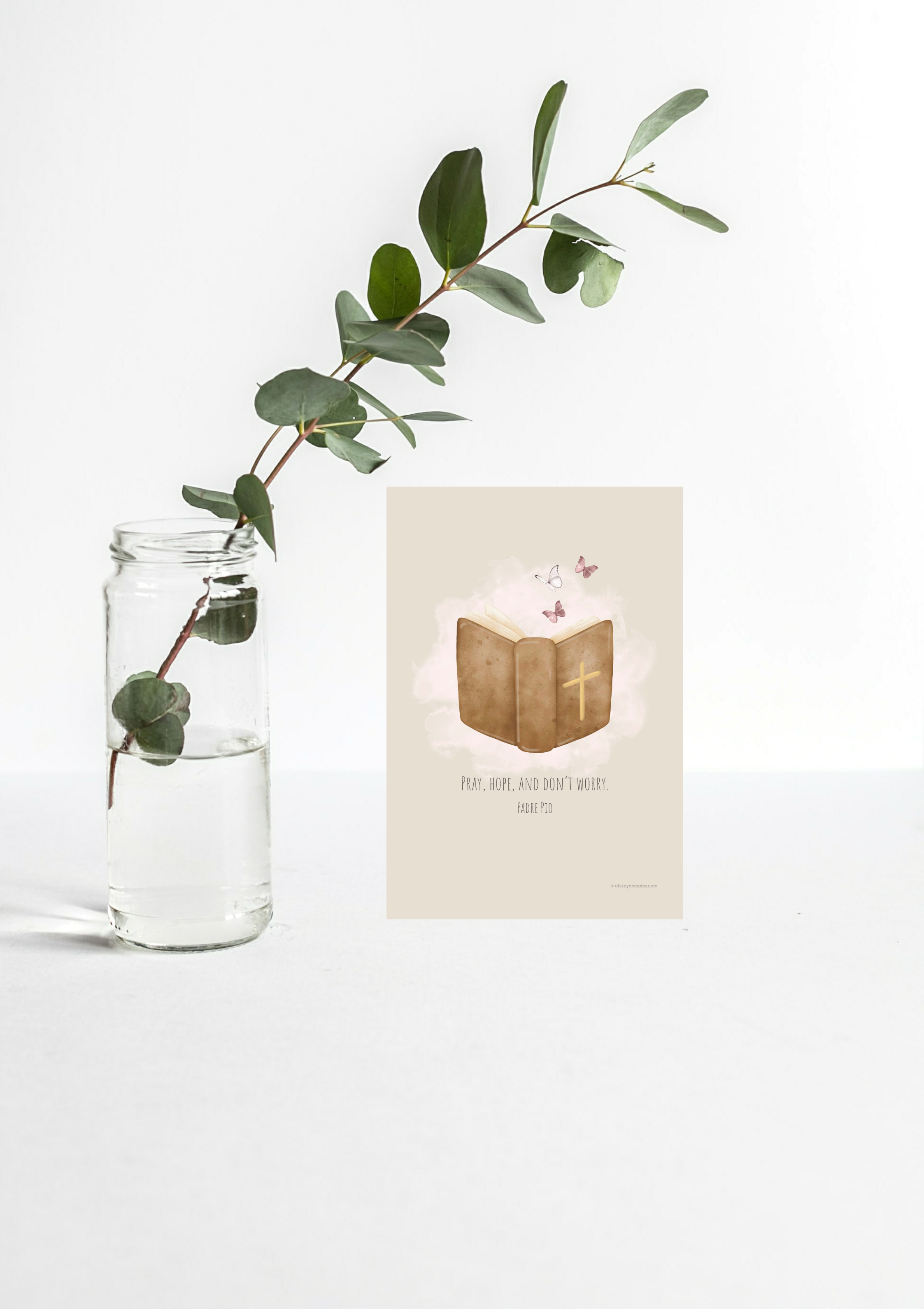 Design #22 - Pray, Hope, and Don’t Worry – Padre Pio Quote | Minimalist Catholic Printable | Wall Art | Scripture Décor | Christian Gift (A6–A3+, PDF)