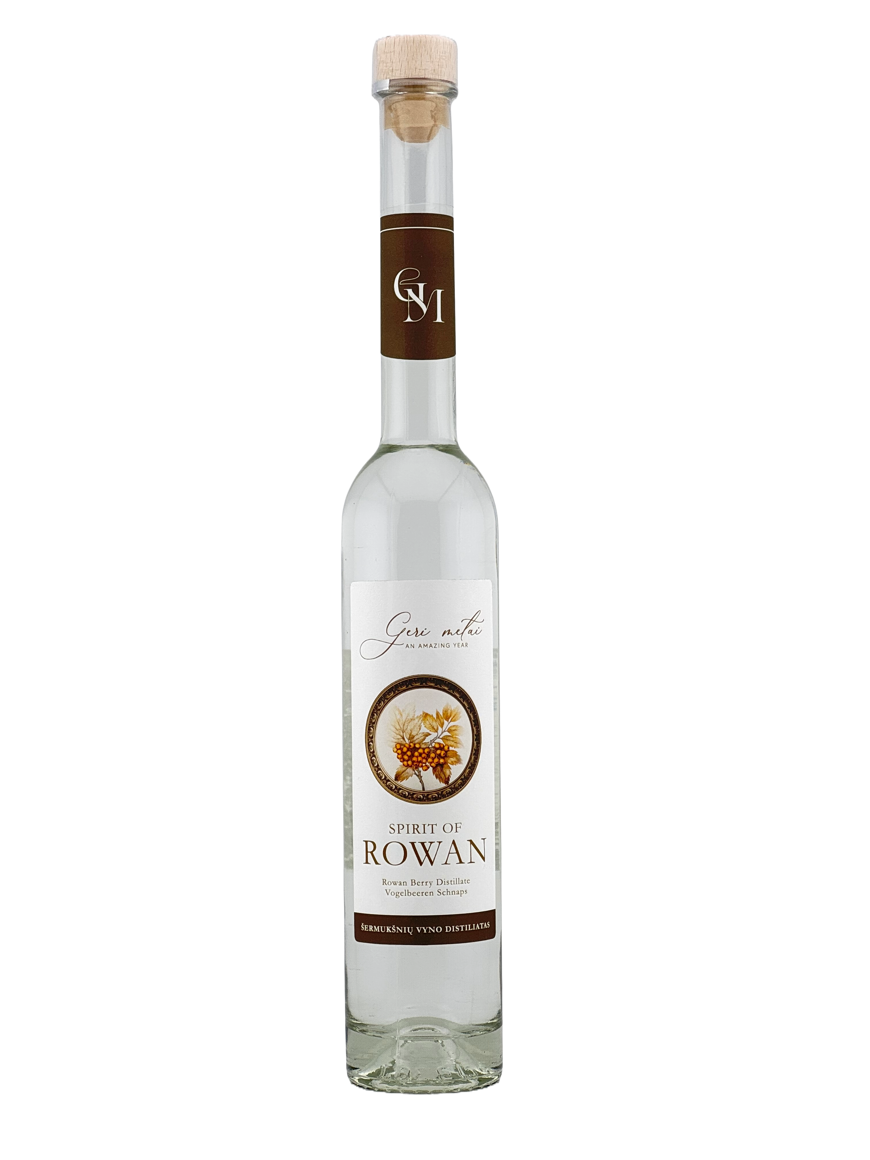 Šermukšnių vyno distiliatas GERI METAI SPIRIT OF ROWAN