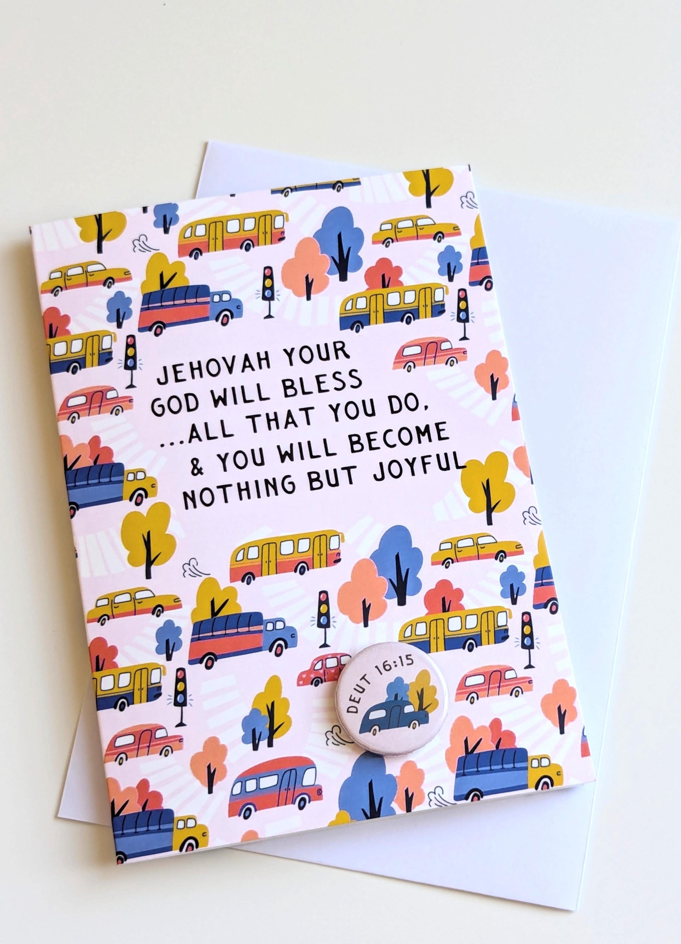Jehovah Bless Card & Pin Badge
