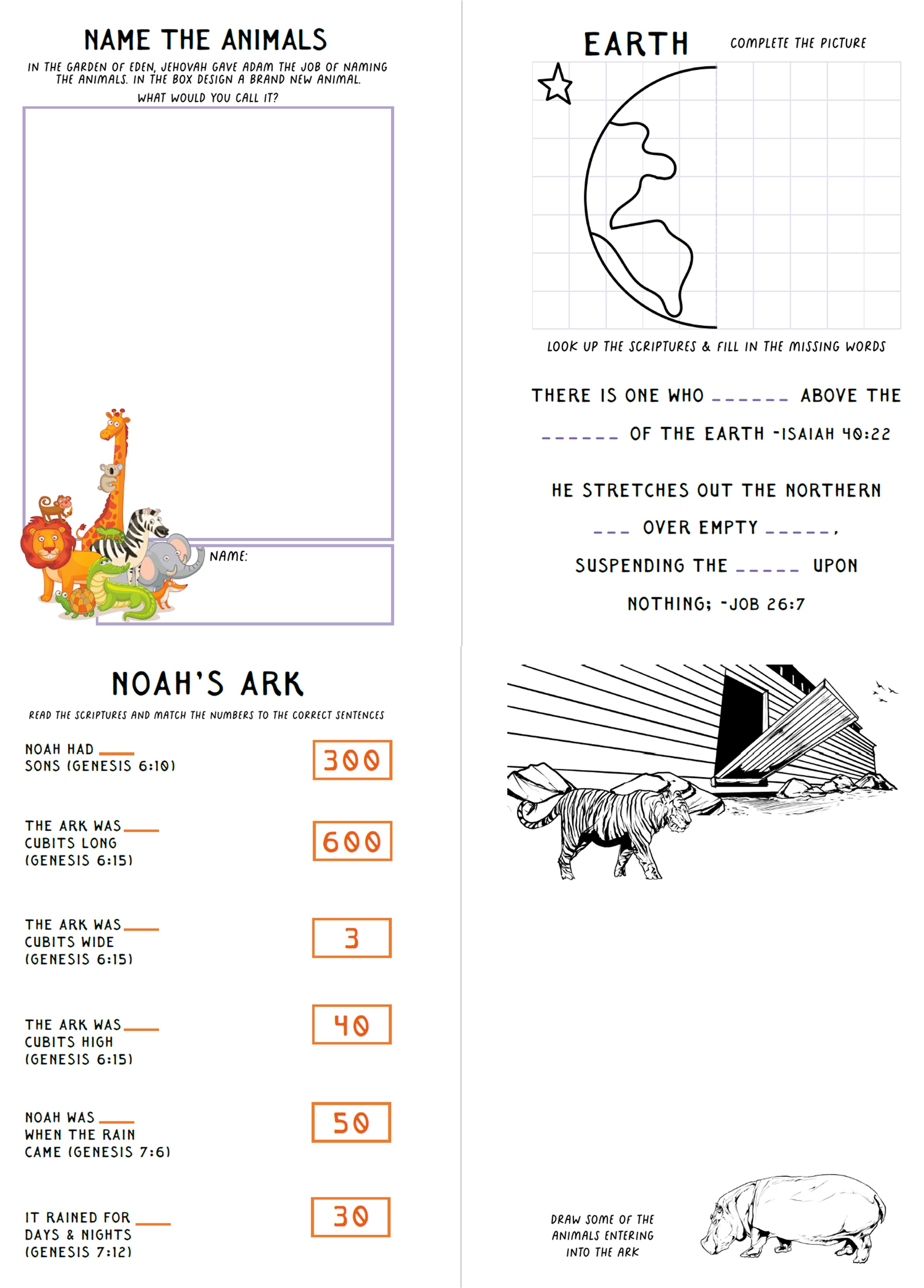Bible Creation Activity Book JW Kids