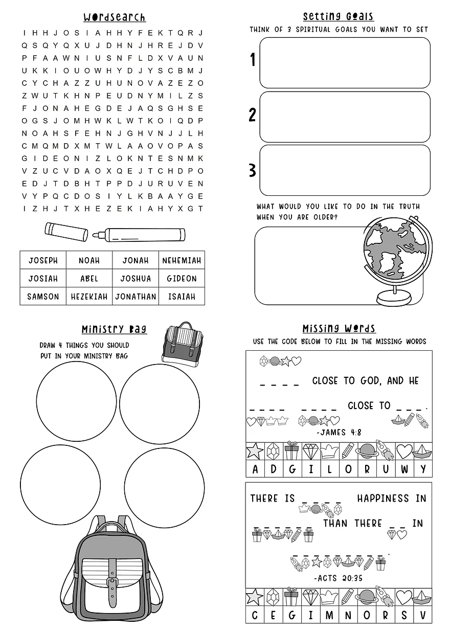 JW Kids Meeting Activity Notebook Free Sticker