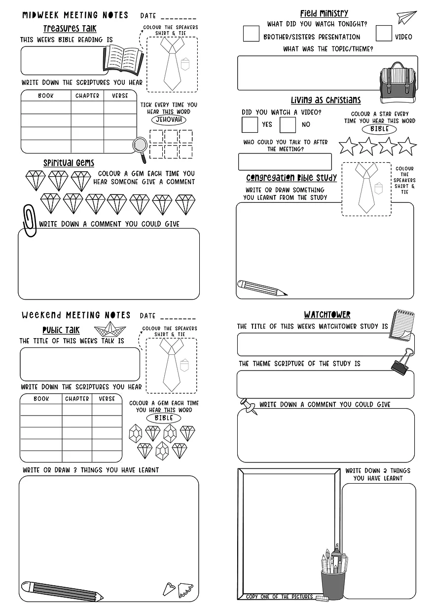 JW Kids Meeting Activity Notebook Free Sticker