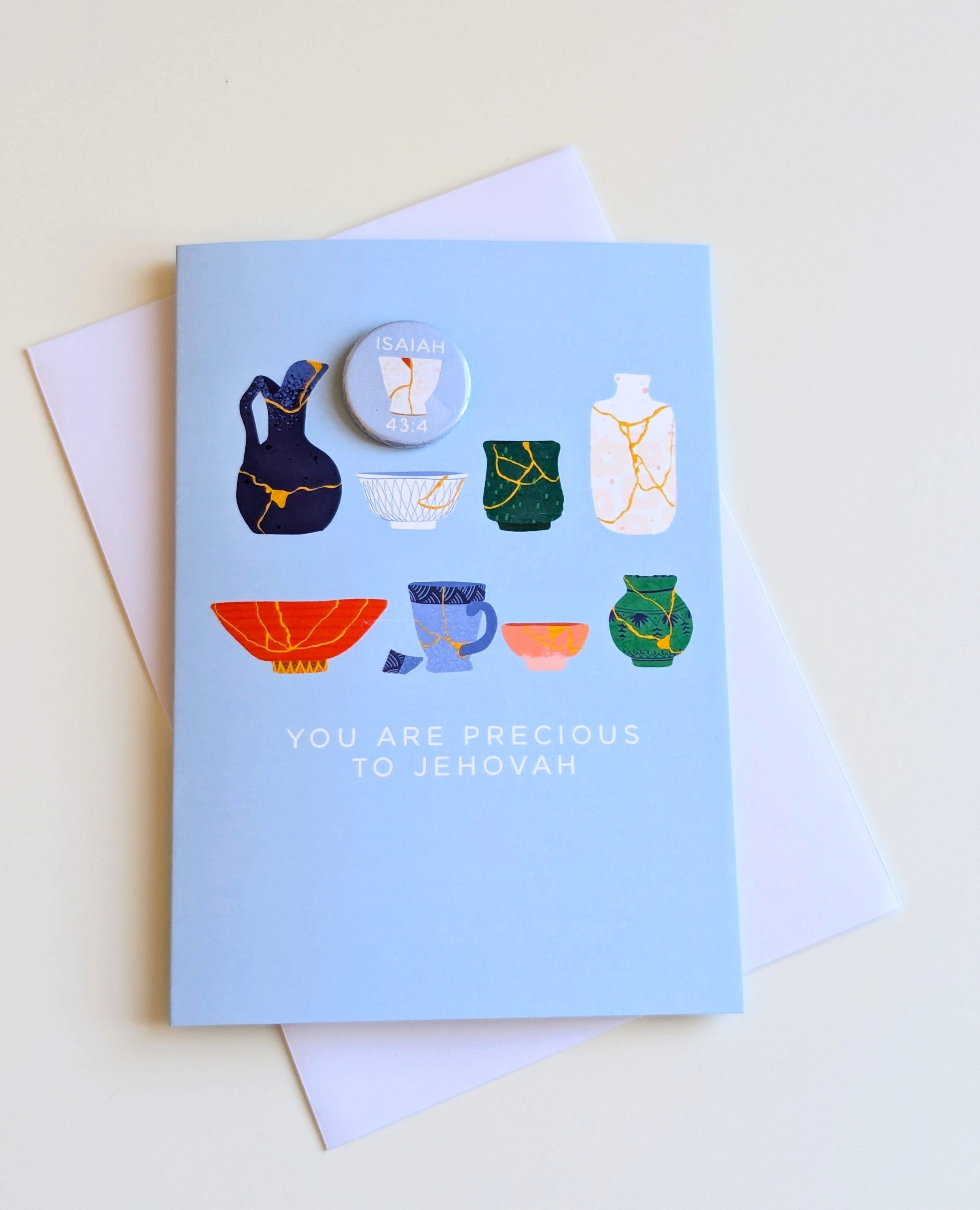 Precious to Jehovah Card & Pin Badge Kintsugi