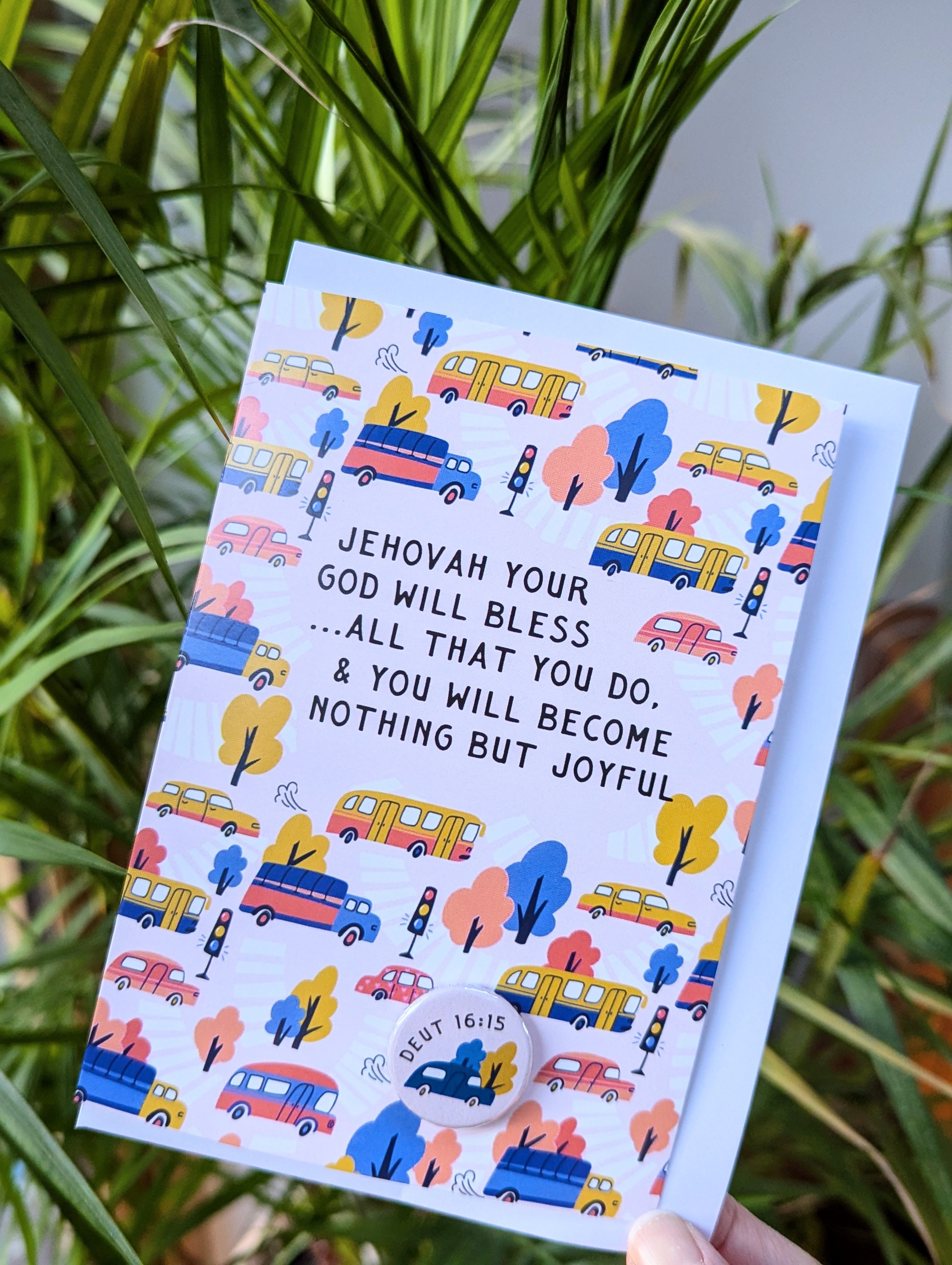 Jehovah Bless Card & Pin Badge