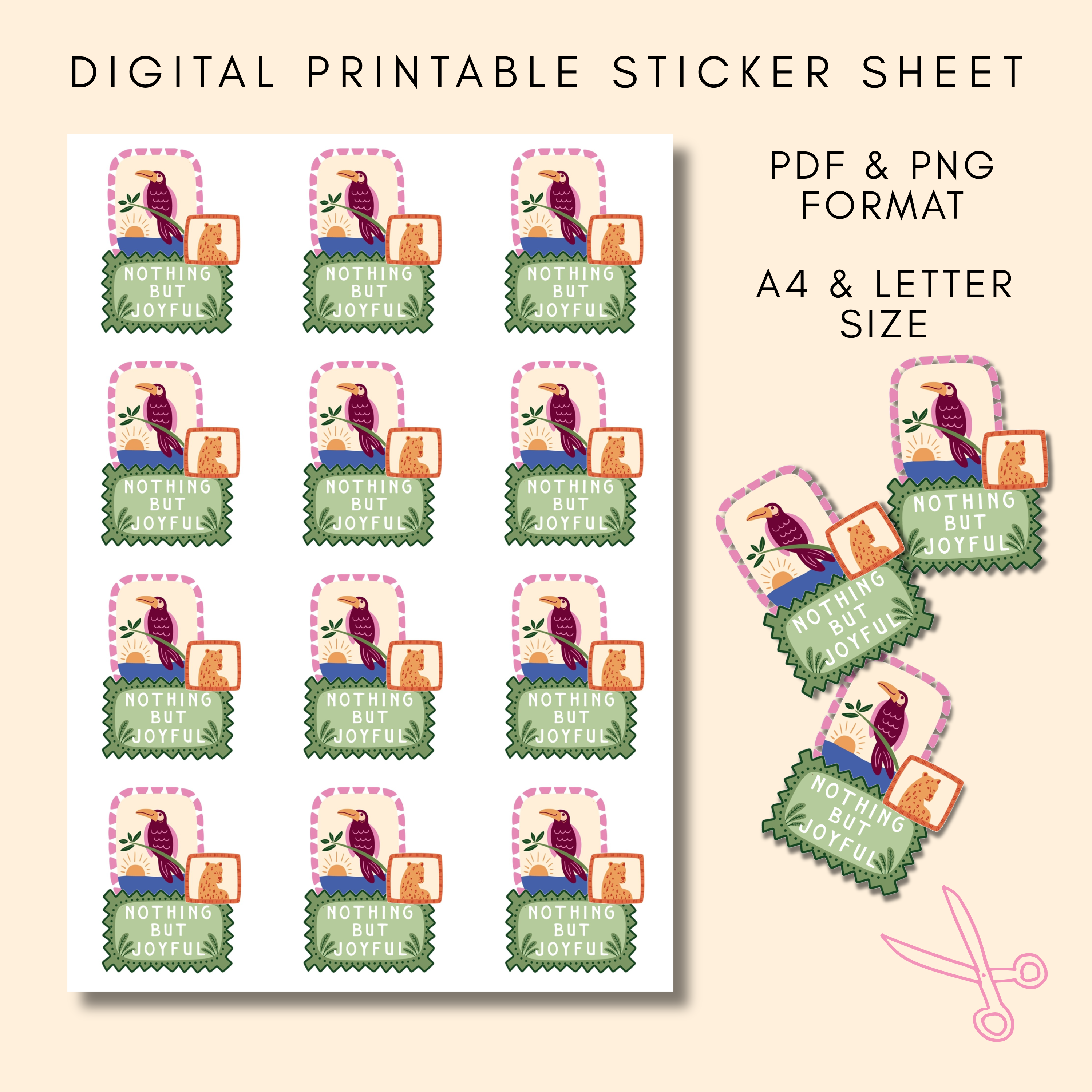 DIGITAL Printable Nothing But Joyful Sticker Sheet