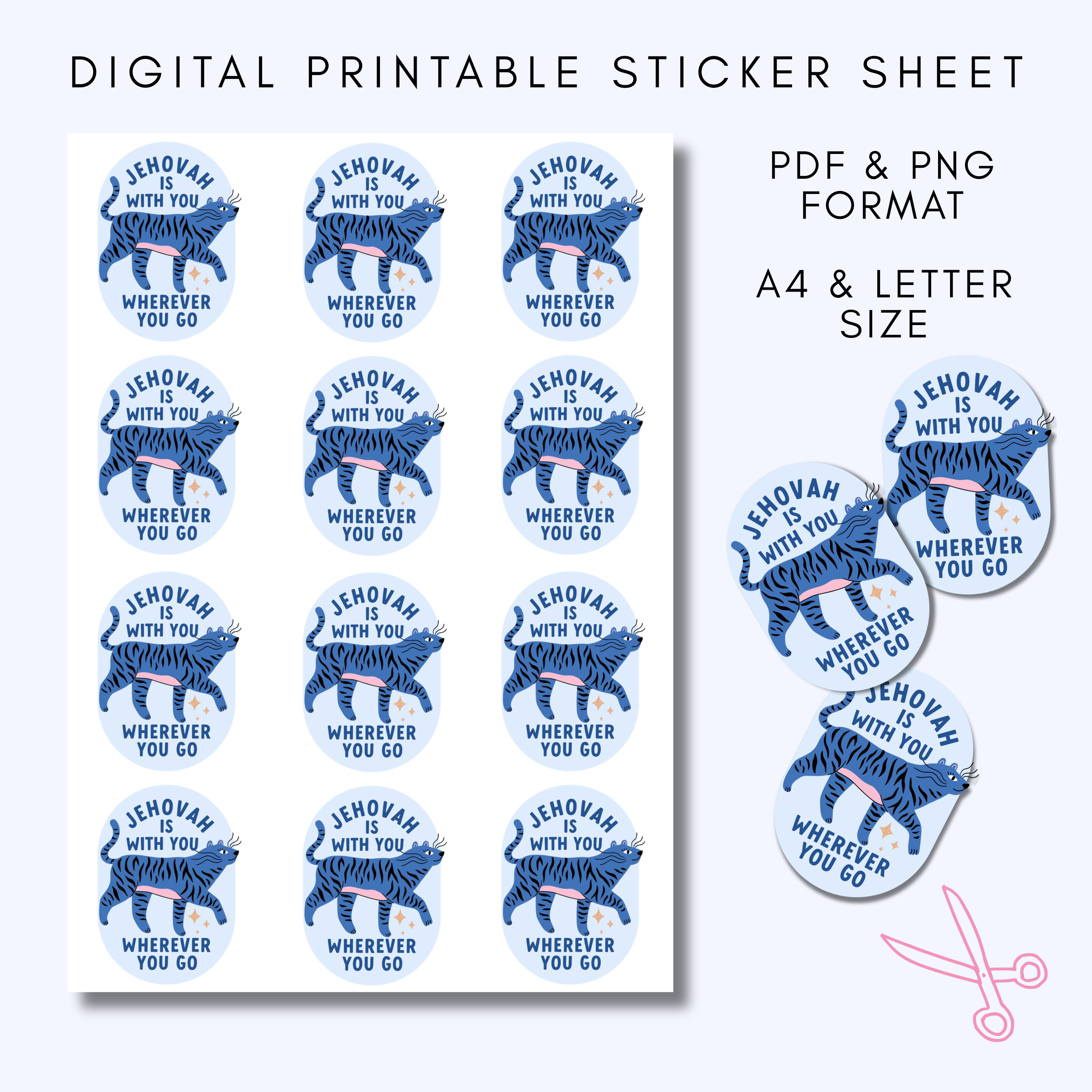 DIGITAL Printable Jehovah Is With You Sticker Sheet