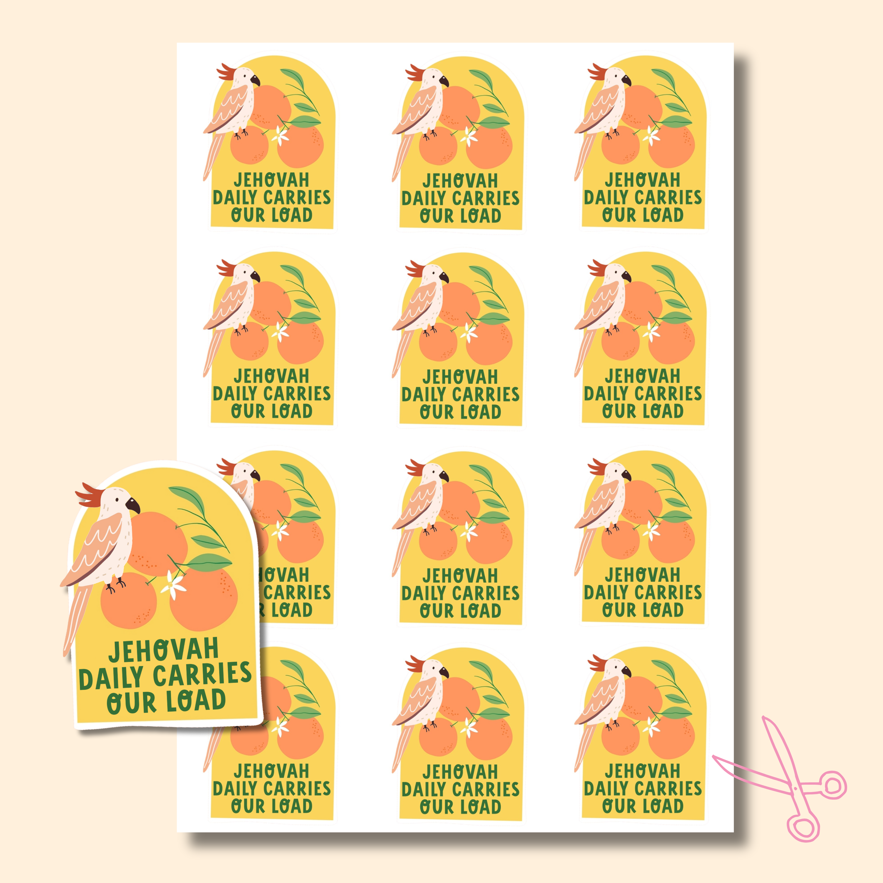 DIGITAL Printable Jehovah Daily Carries Our Load Sticker Sheet