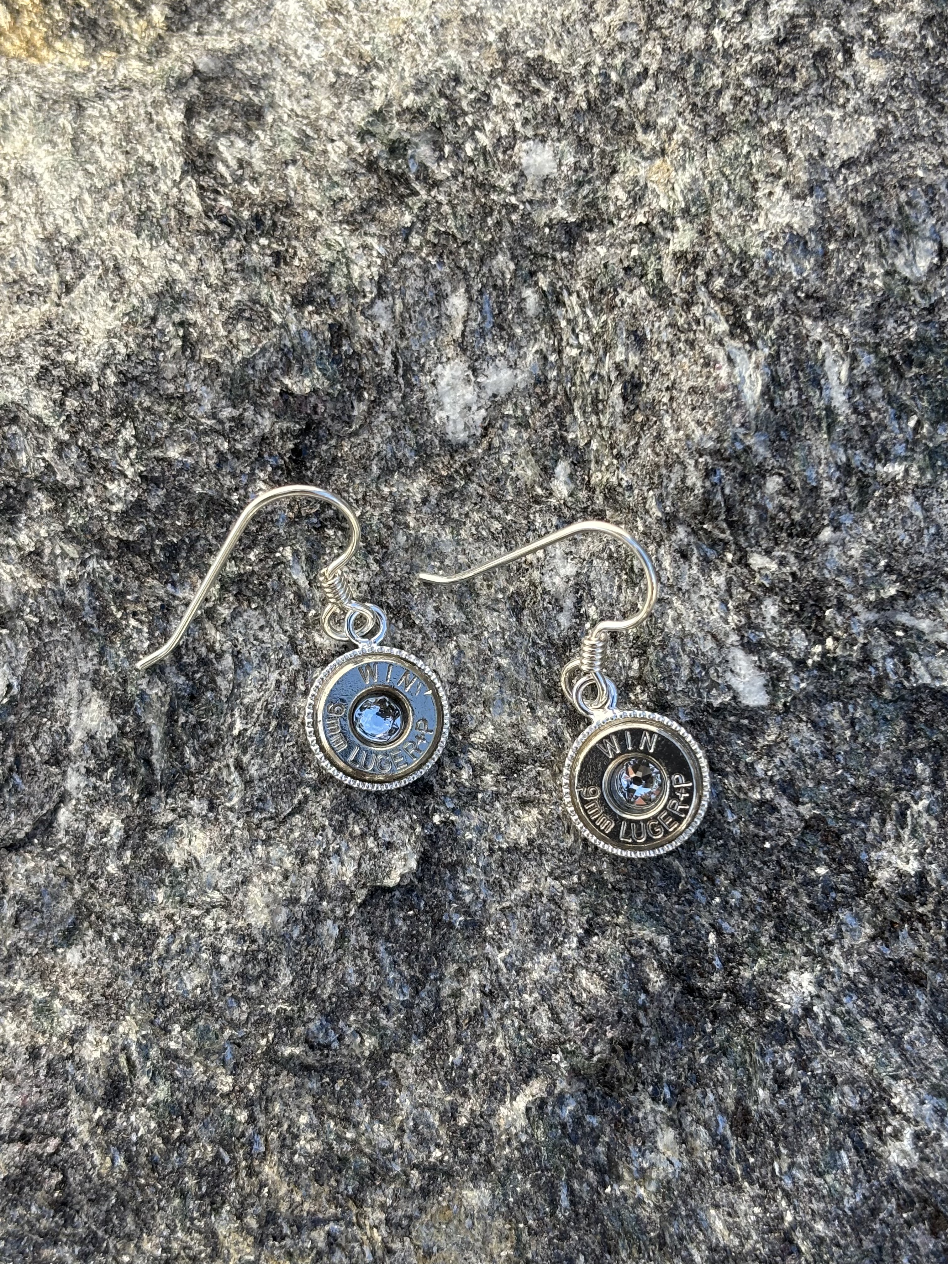 9mm Nickel Bullet and Swarovski Crystal Earrings