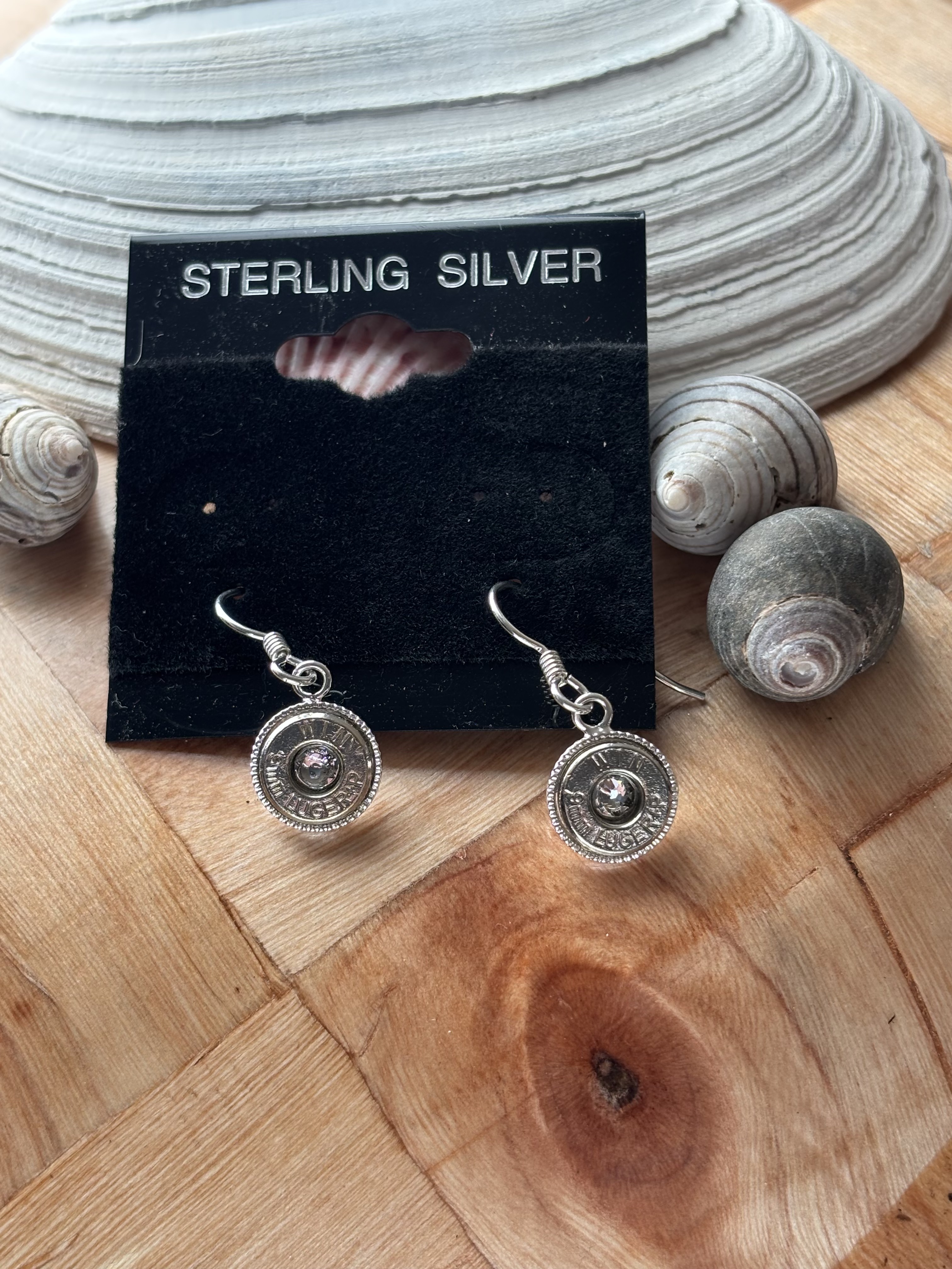 9mm Nickel Bullet and Swarovski Crystal Earrings