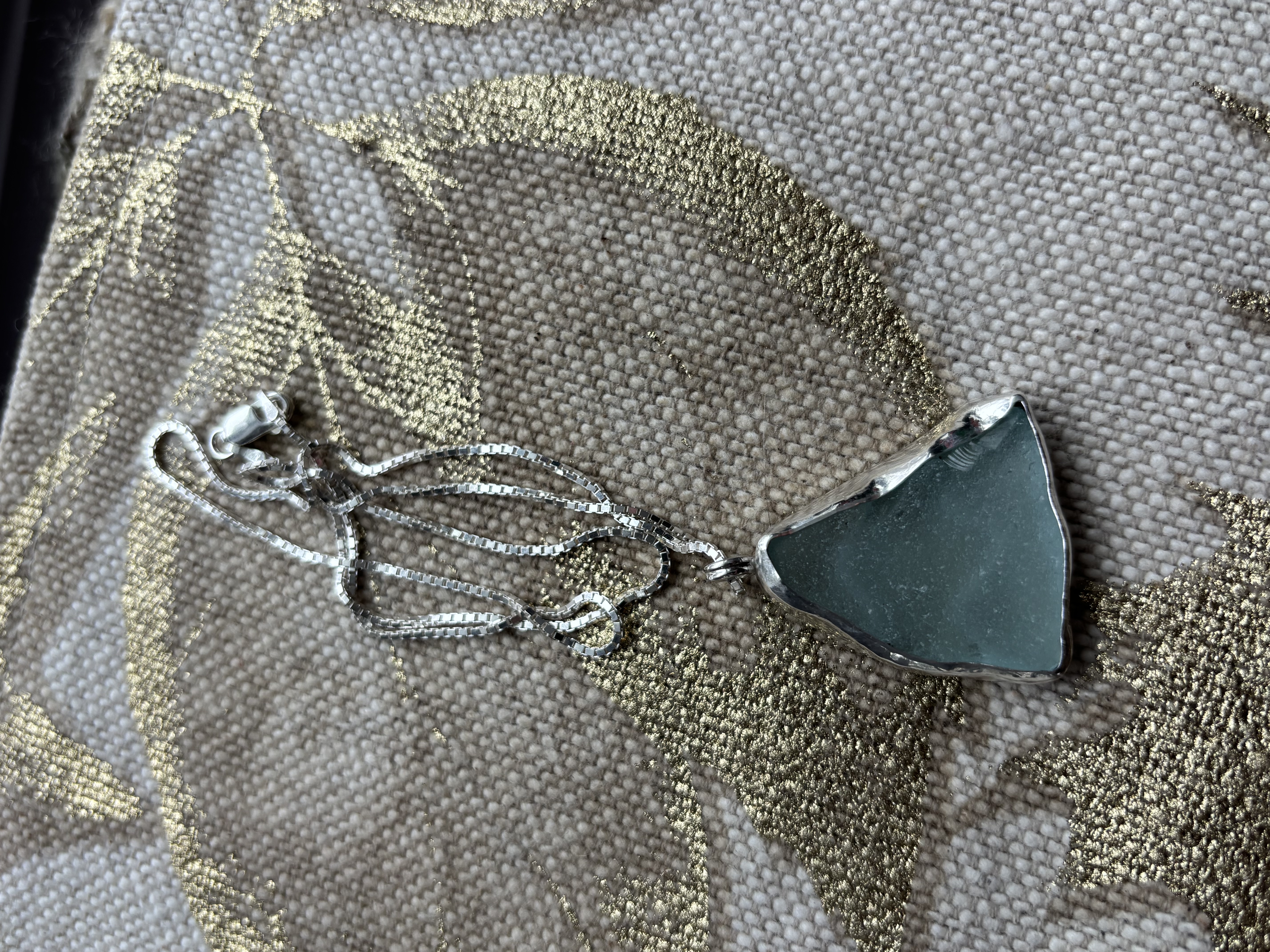 Handmade Sterling Silver Pendant with Sea Glass