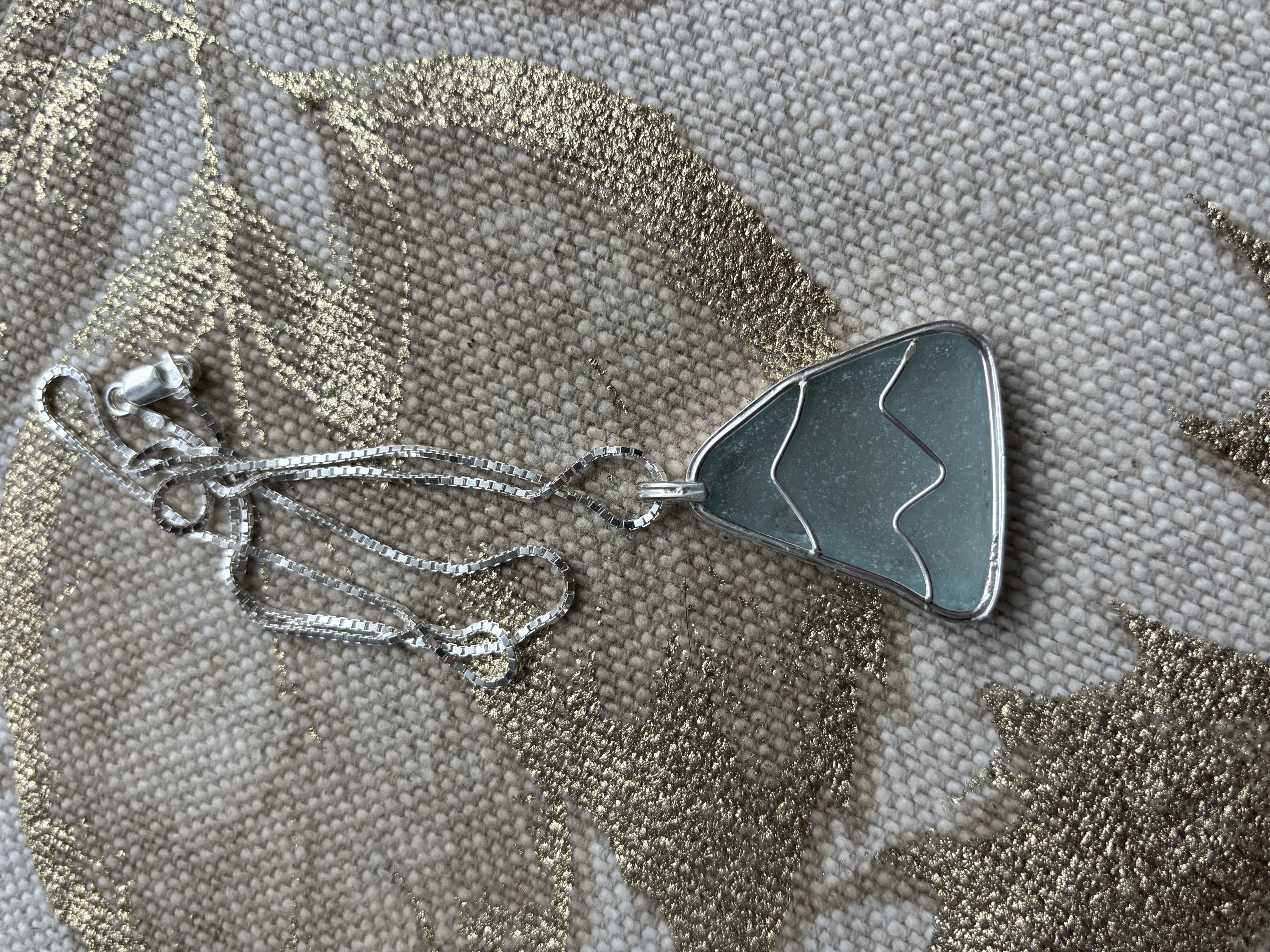 Handmade Sterling Silver Pendant with Sea Glass