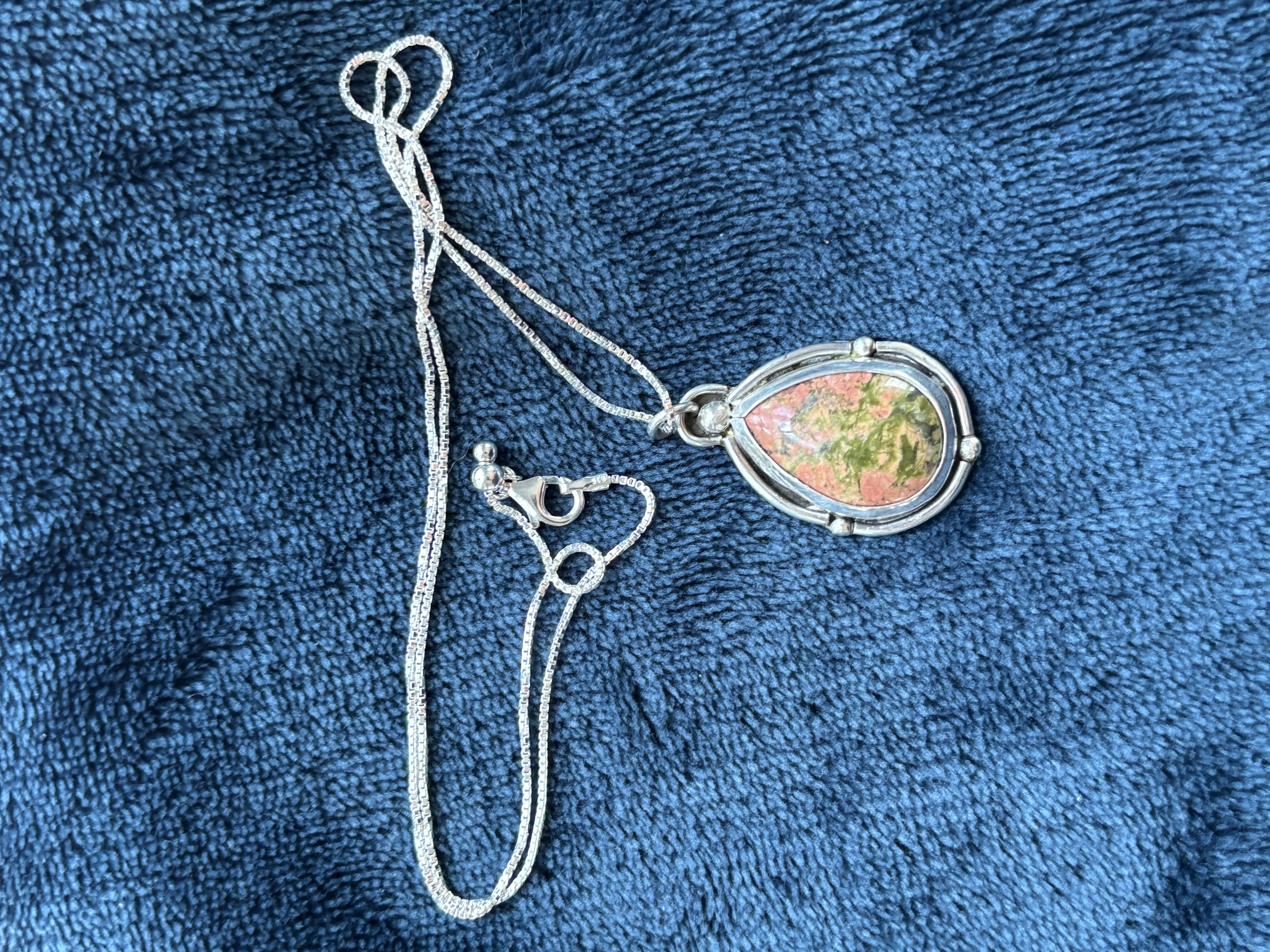 Handmade Sterling Silver and Unakite Pendant