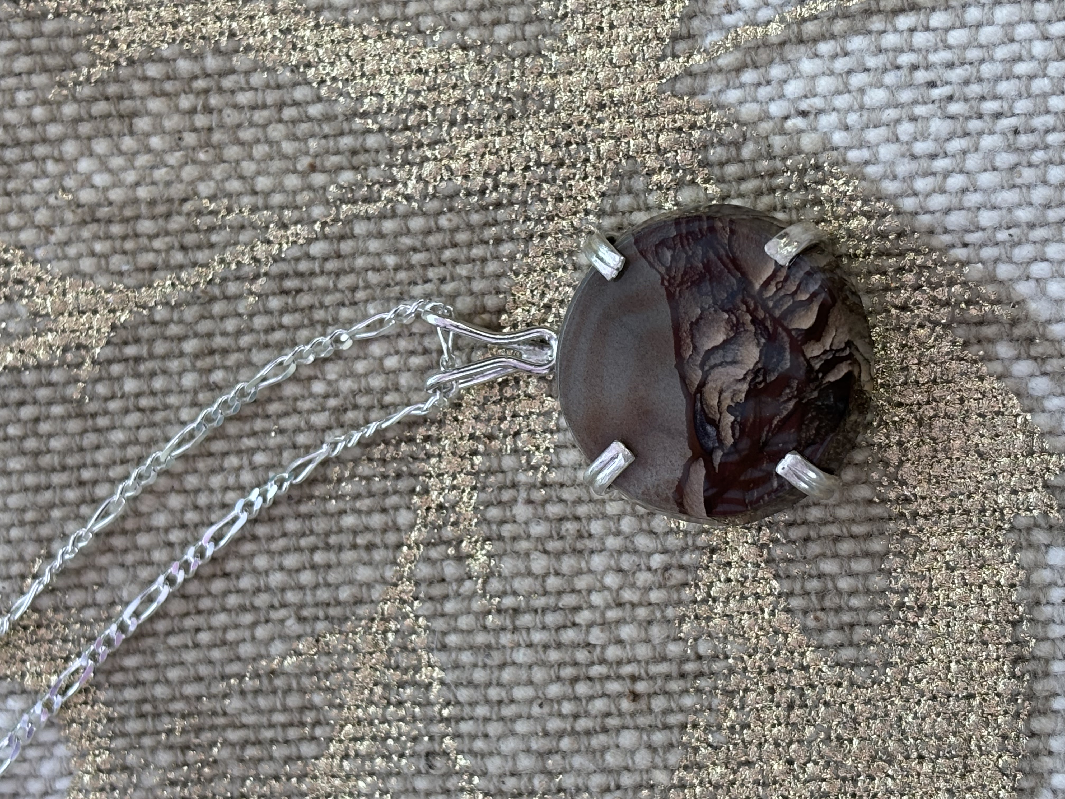 Handmade Picture Jasper Pendant and Sterling Silver Necklace