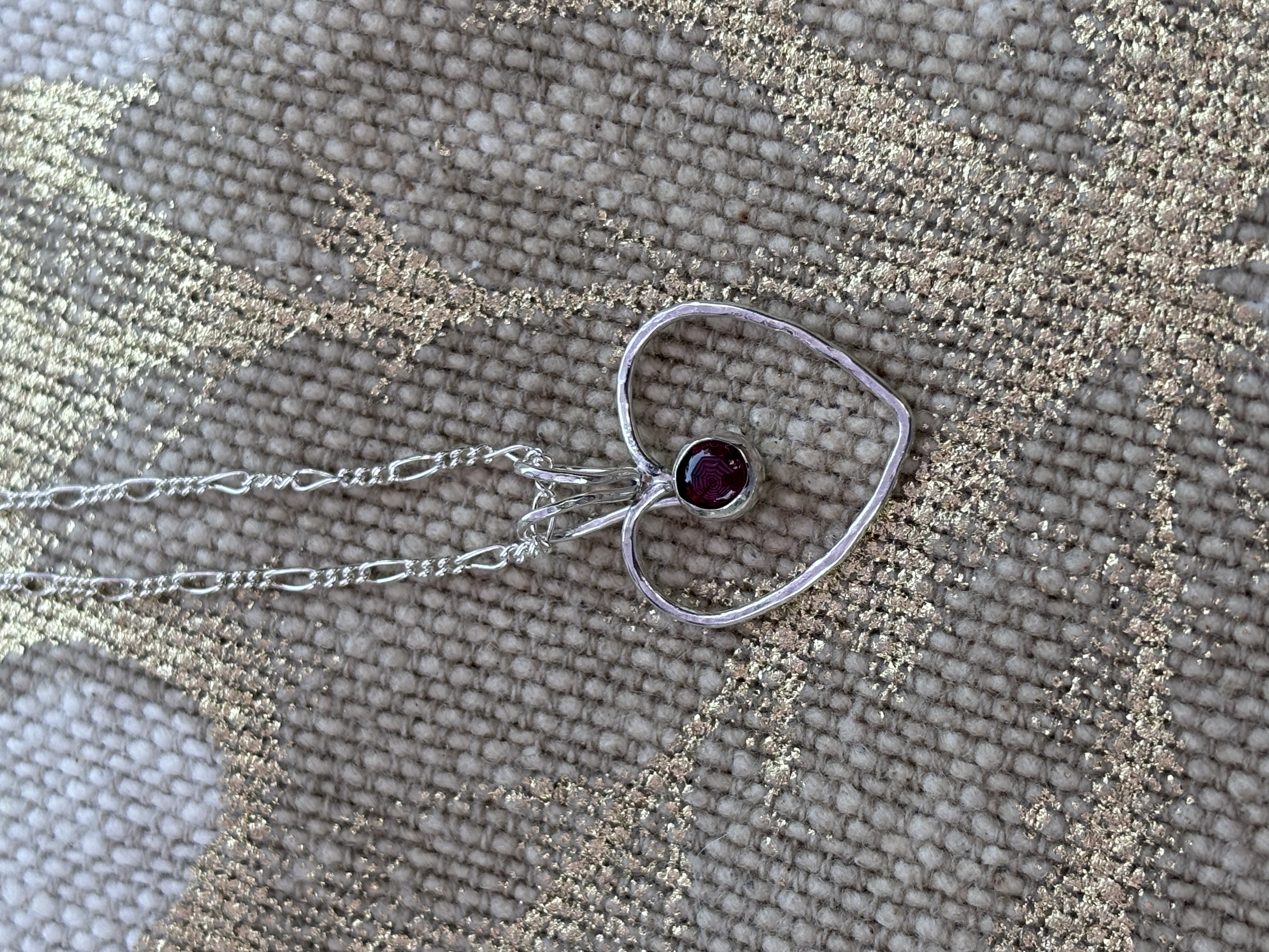 Handmade Sterling Silver and Garnet Heart Pendant
