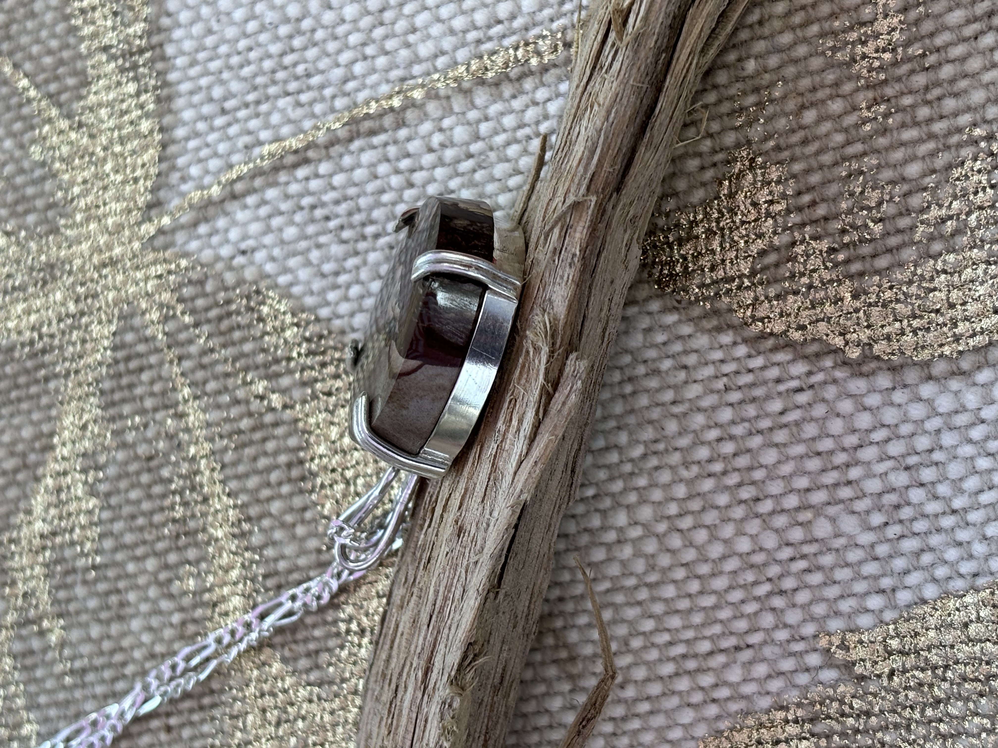 Handmade Picture Jasper Pendant and Sterling Silver Necklace 