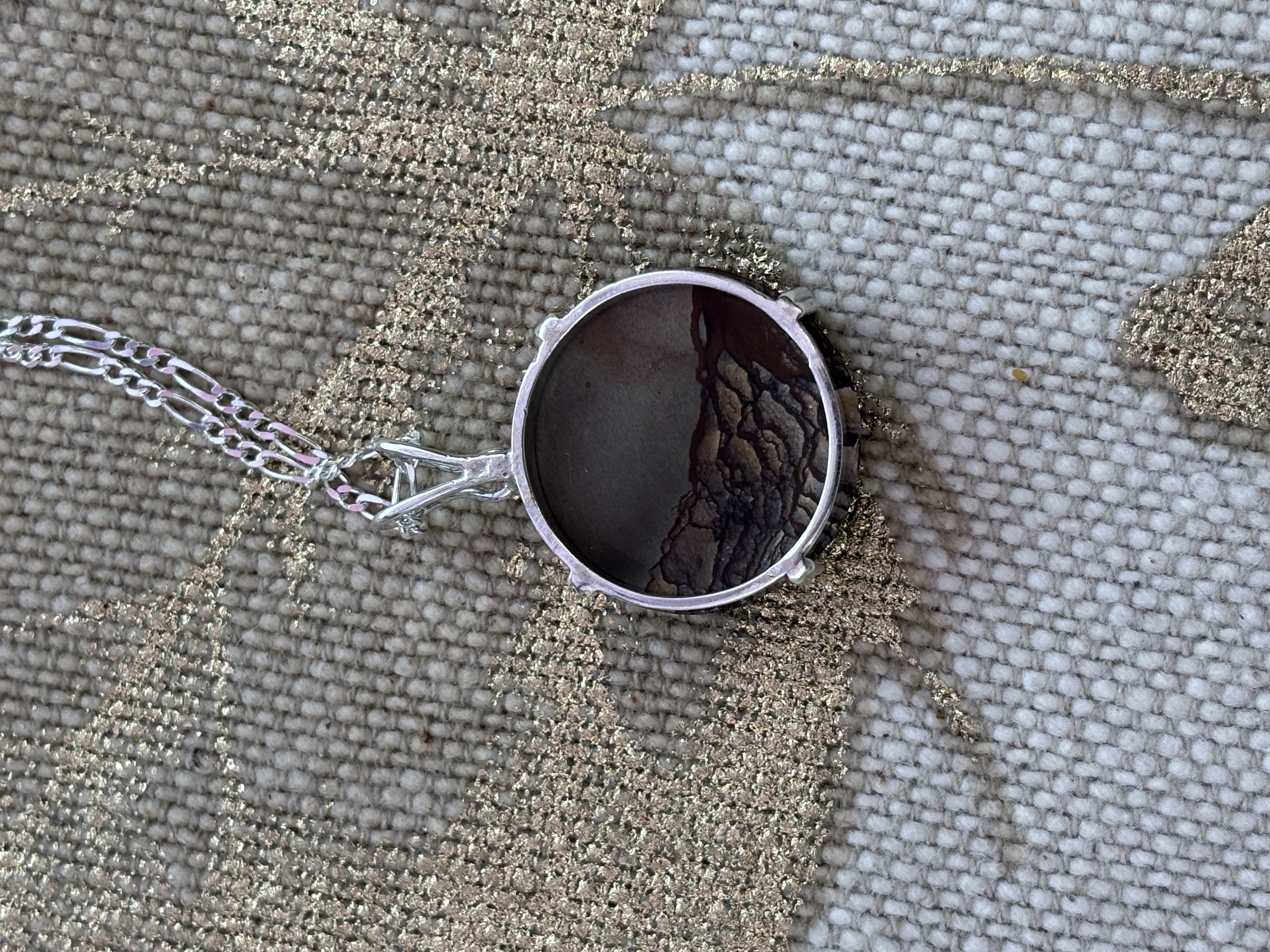 Handmade Picture Jasper Pendant and Sterling Silver Necklace 