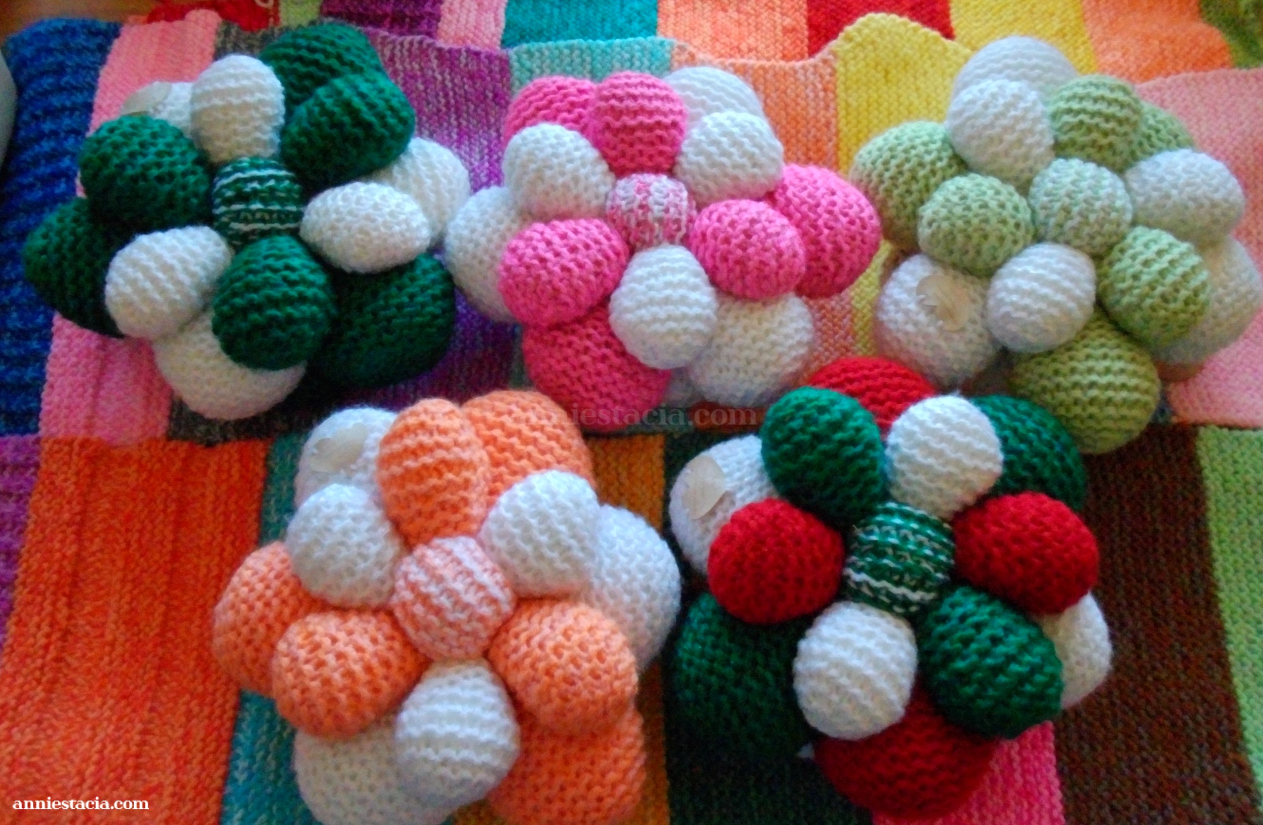 Unique knitted decorative Christmas flower pillow