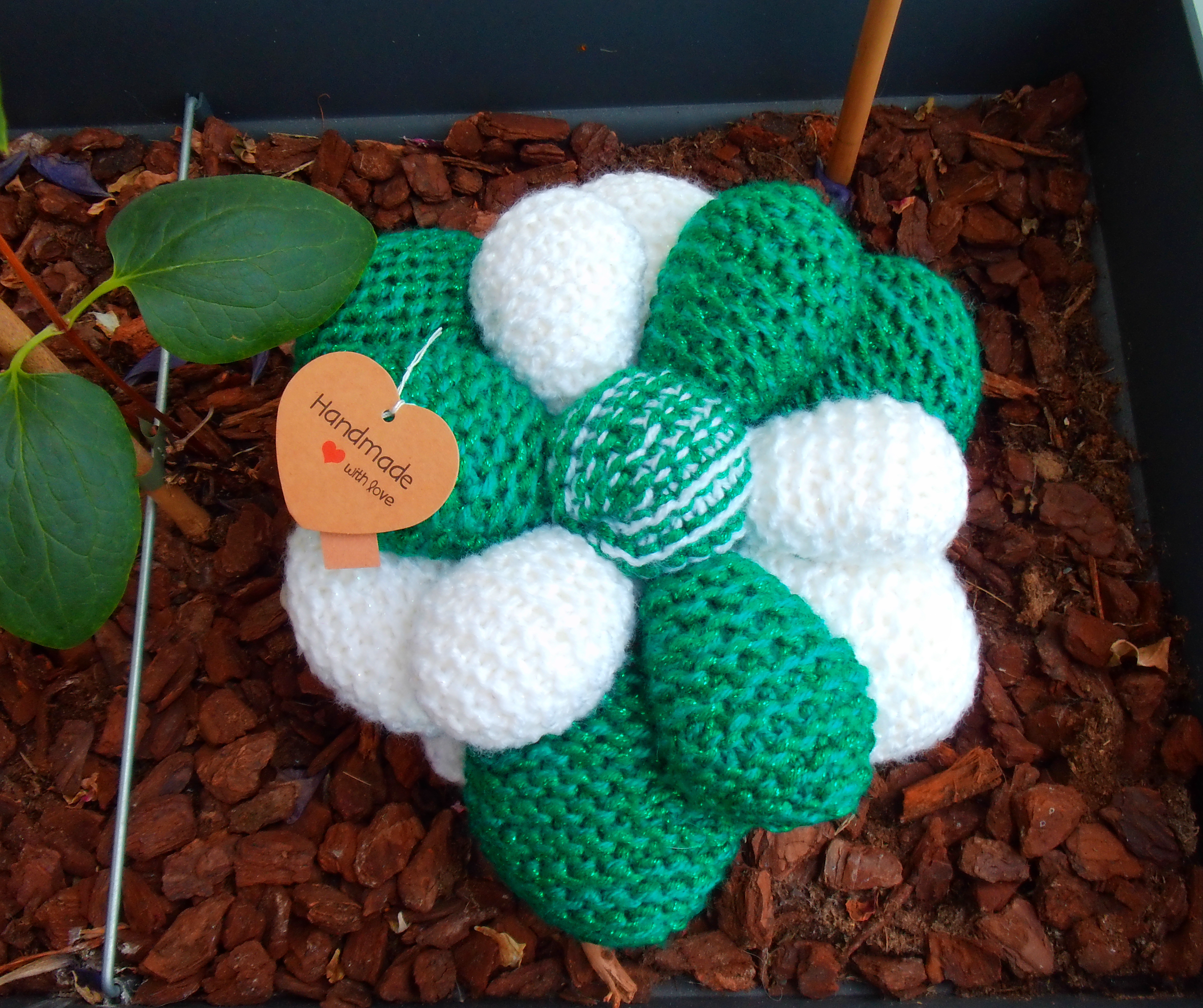 Unique knitted decorative Christmas flower pillow