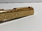 Deep laser engraved 1911 Commander Length Slide .45 Acp 24k gold plated scrolls