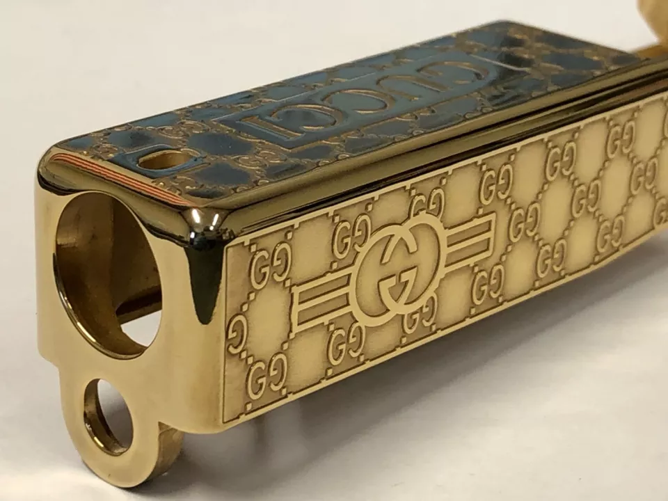 Custom DEEP Laser engraved 24k gold plated glock 19 Slide Gen3g g19 Gucci themed