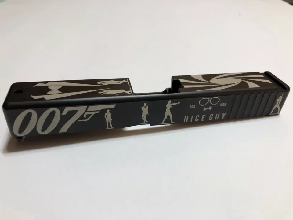 Custom Laser etched Glock 19 Slide Gen3 007 BOND black nitrite